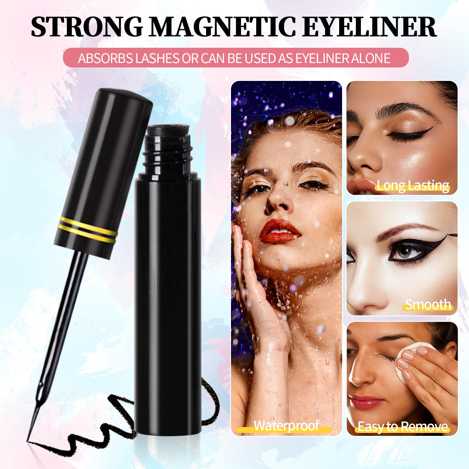 Magnetic Eyelashes Natural Look, 12 Pairs Magnetic Lashes No Glue, Reusable False Eyelashes with Tweezers - 2