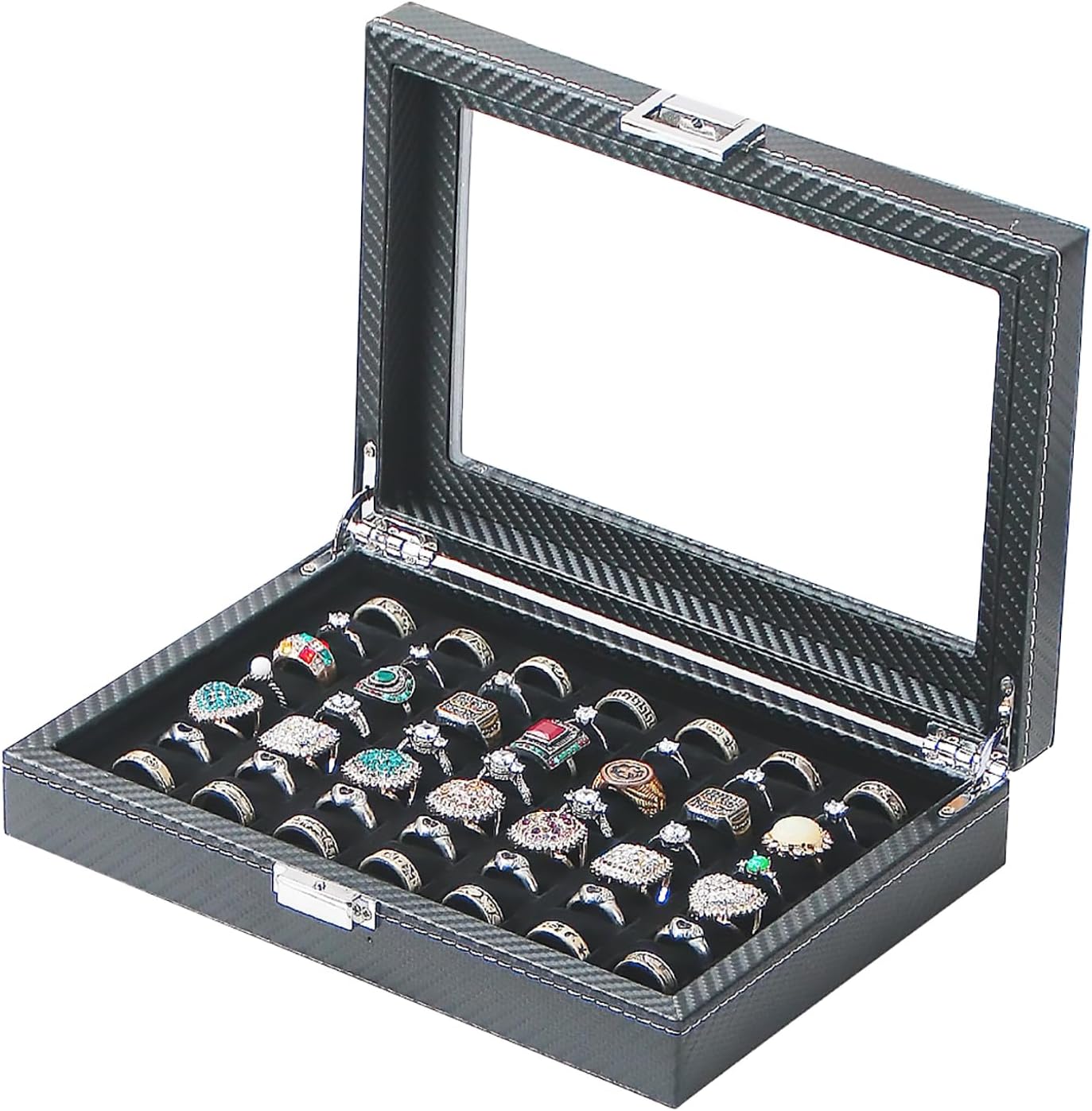 Amazon.com: KunGe Ring Organizer Case, Ring Display Box for Show, 49 ...