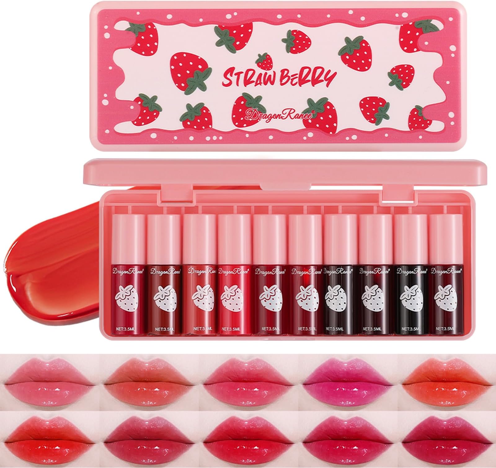 Miniling 10 Colours Lip Colour Set, Mini Velvet Liquid Lipstick with Korean Moisturising Lip Gloss, Multipurpose, L