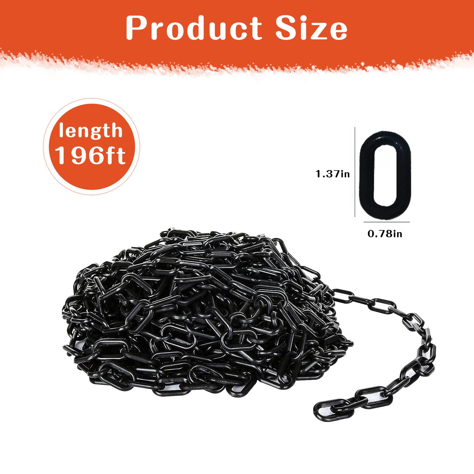 Catena di Sicurezza in Plastica - Filo Metallico da 5M x 6mm per Recinzione e Controllo del Traffico, Nero