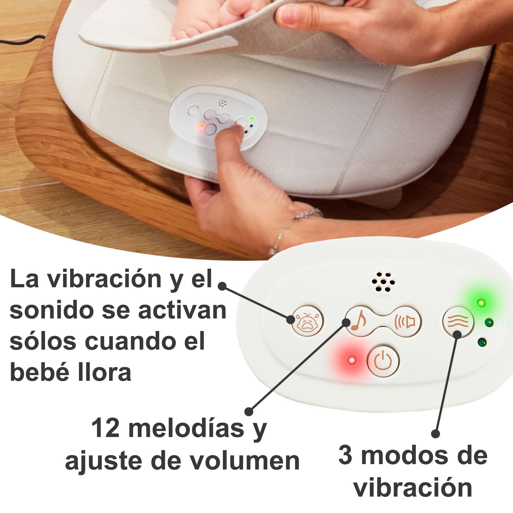 Twinly – Hamaca Bebé Evolutiva CUDDLY con Detección de Llanto y Vibración Automática | Columpio y Mecedora Ergonómica Plegable, Balanceo Recién Nacido 0+ m hasta 18 kg
