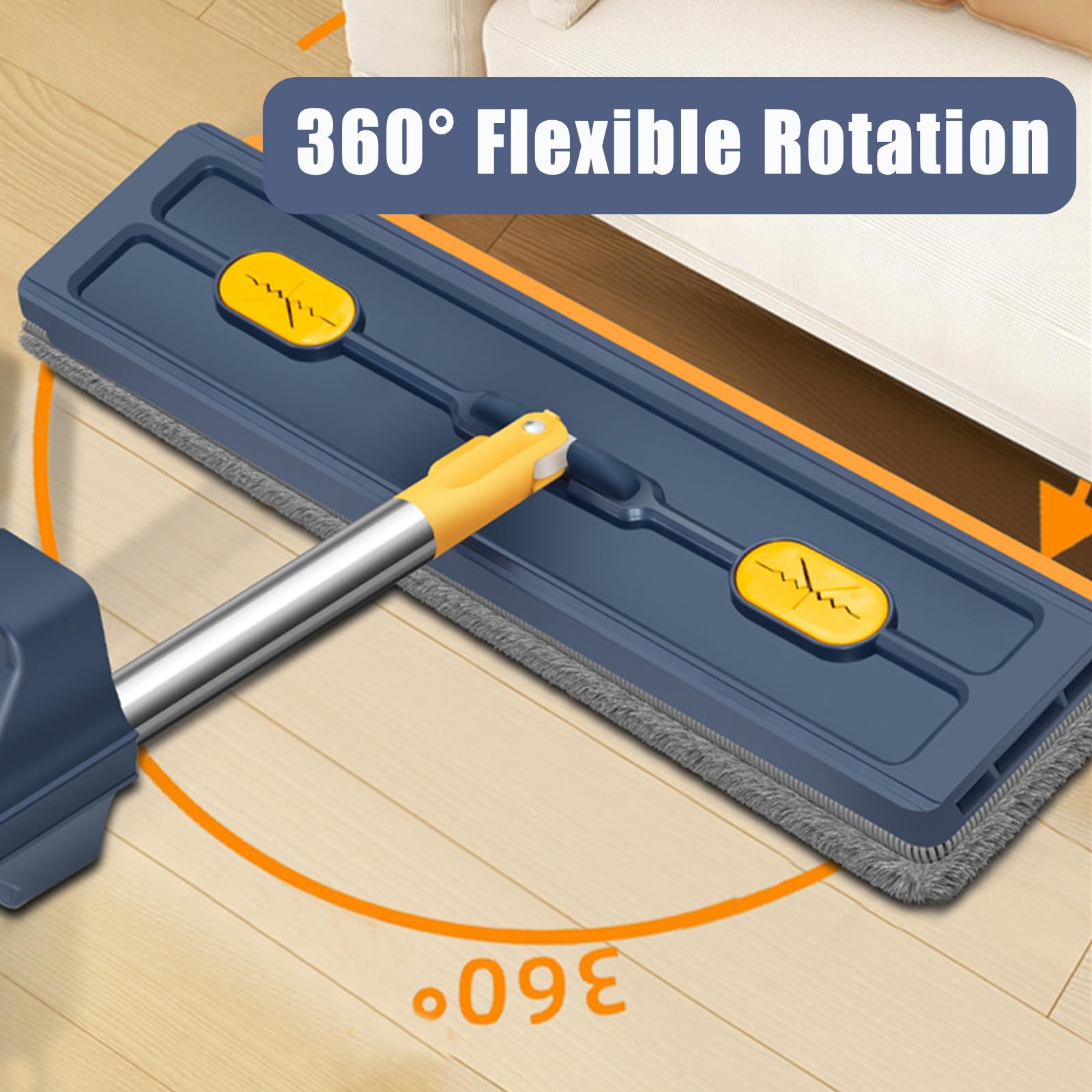 Juego de fregona plana con cubo plegable, diseño autoescurrido, mango de acero inoxidable de 54 pulgadas, 6 almohadillas de microfibra reutilizables, cabezal giratorio de 360° para limpieza del hogar