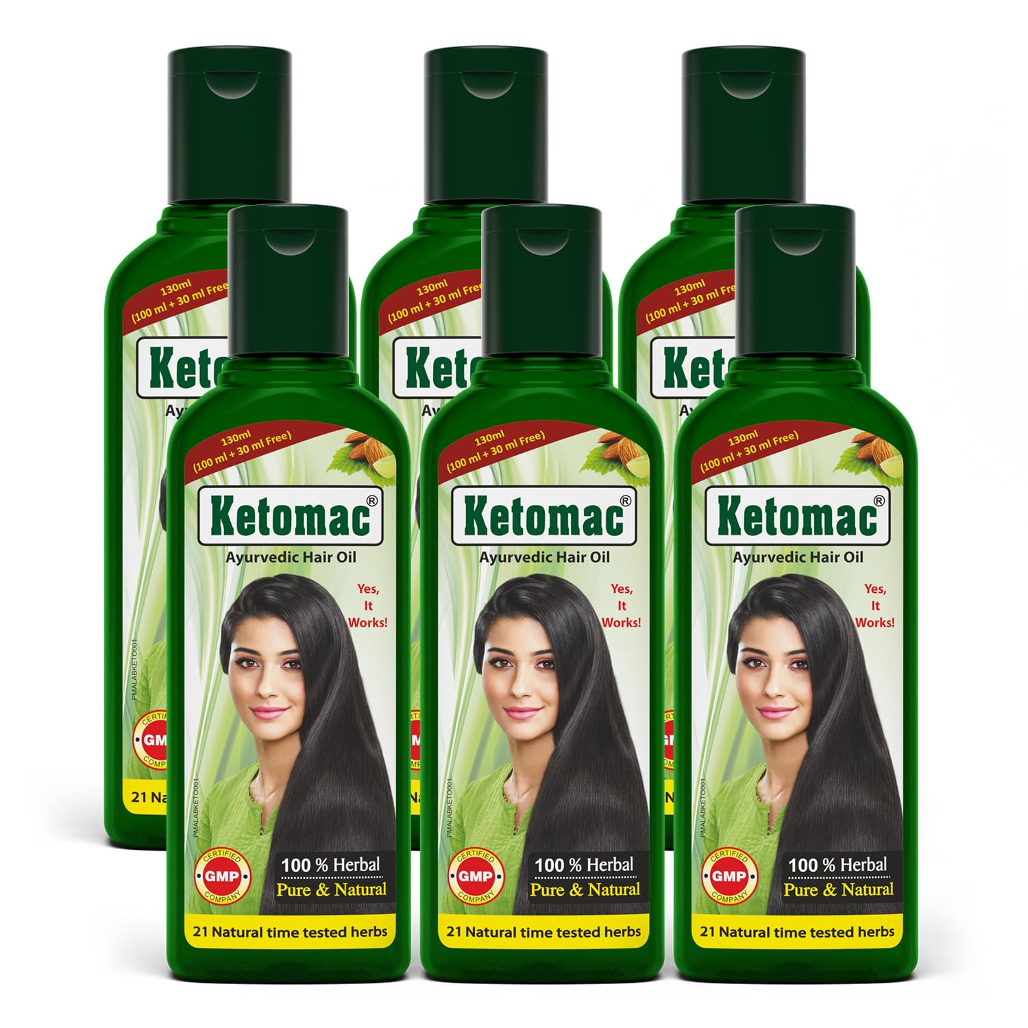 Ketomac Ayurvedic Anti Hairfall Hair Oil|Hair Growth Oil| 21 Natural Ingredients Helps To Reduce Hairfall, Improve scalp Health, Nourishes & Strengthens Hair 130ml (Pack Of 6)