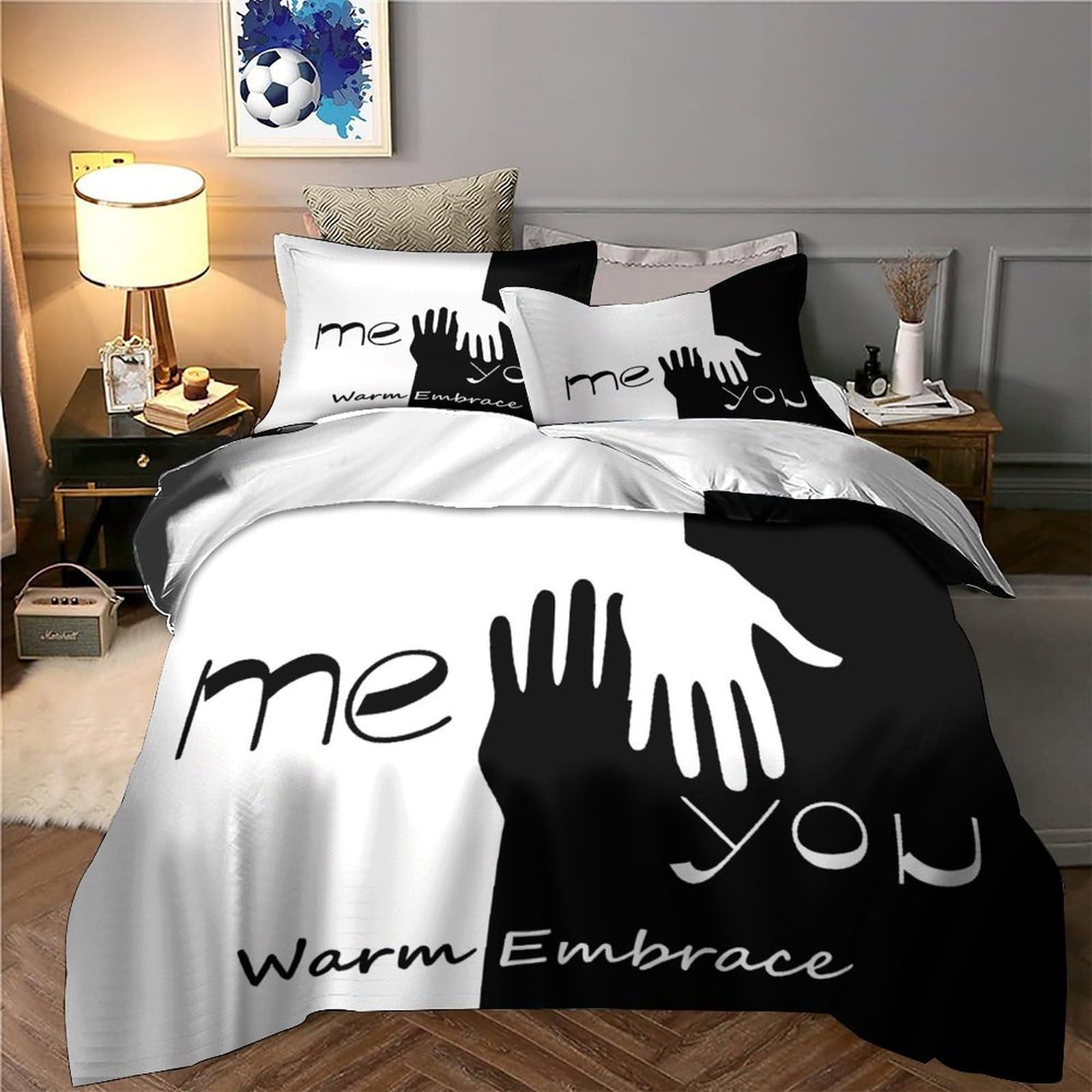 Originelles Pärchen-Motiv 3D Druck Bettwäsche Set Mikrofaser Bezug für Erwachsene Schlafzimmer Dekor Weich Ganzjährig Super King（260x220cm）