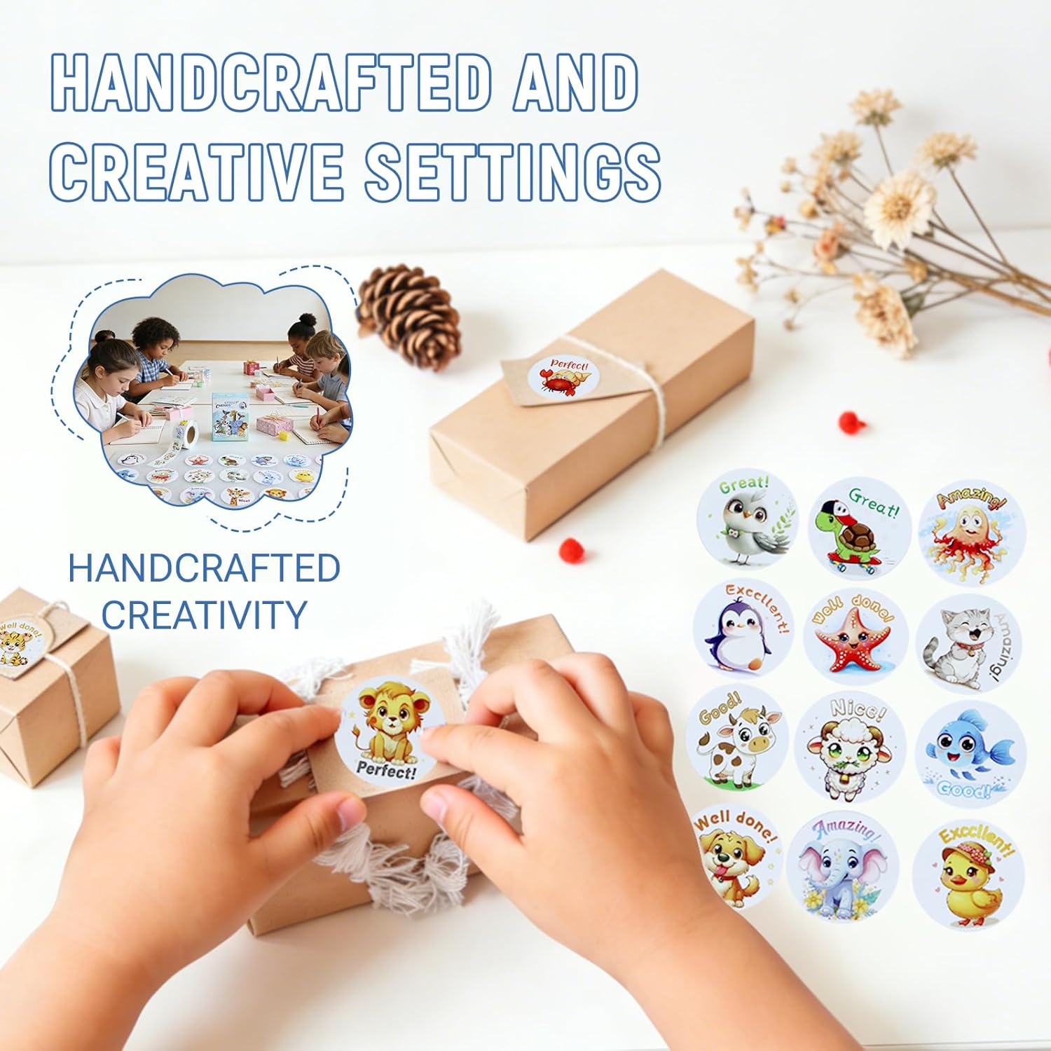Reward Stickers 3 Rolls 1500 PCS for Students, Fun Colorful Animal Designs Stickers for Teachers, School, Party, Homework Rewards, Gifts, Classroom Must Haves (1 Inch)