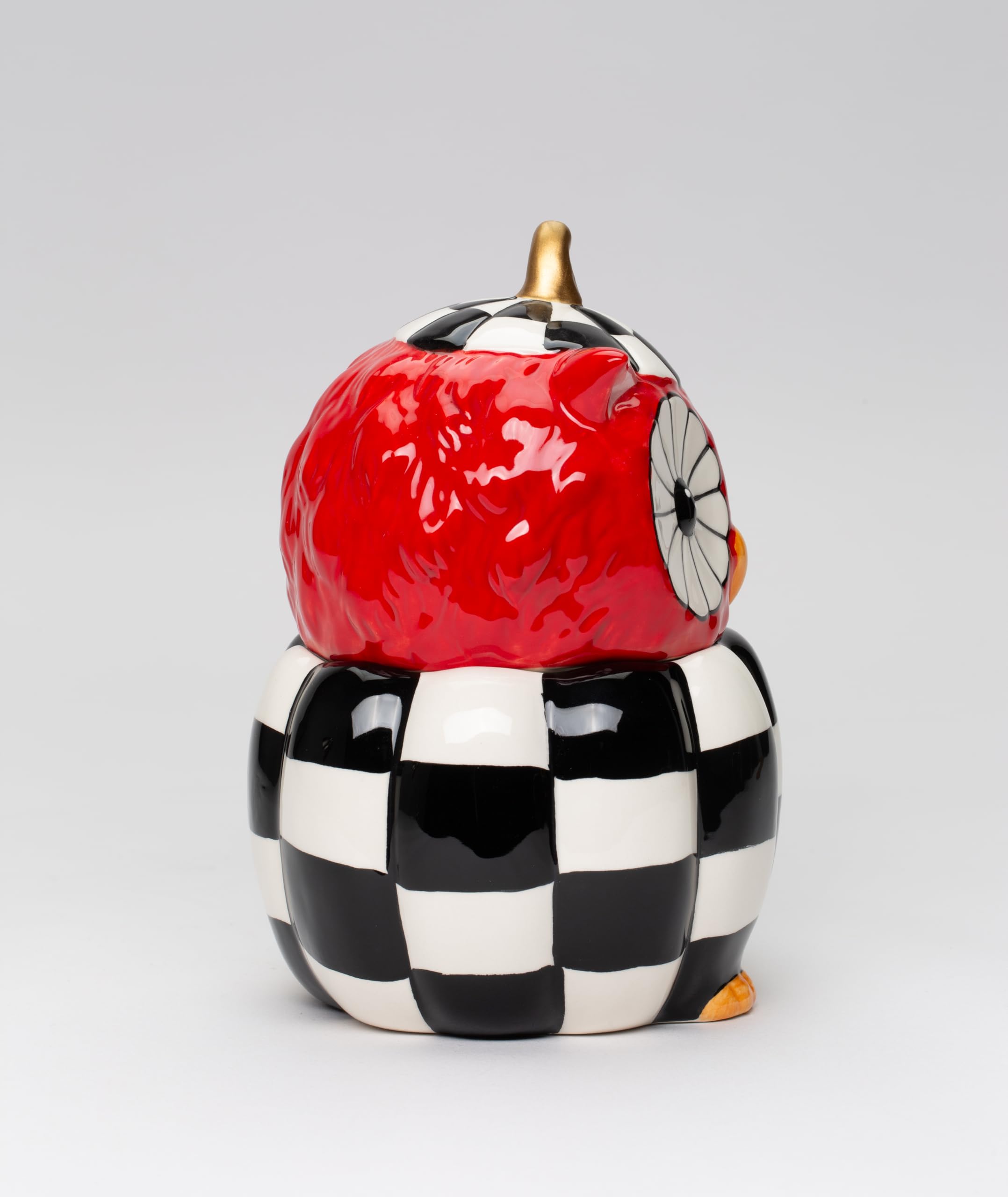 Cosmos Gifts 21095 Fine Ceramic Modern Owl with Checkerboard Pattern Candy Jar 6 5/8