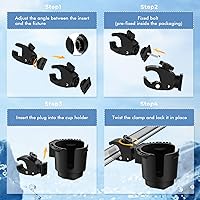 Vista 5 de Portavasos universal: se adapta a tubos de 0.78 a 1.57 pulgadas, compatible con barcos, marinos, cochecitos, bicicletas y sillas de ruedas