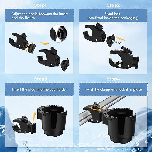 Miniatura 5 de Portavasos universal para barcos se adapta a tubos de 0.78 a 1.57 pulgadas, compatible con marinos, cochecitos, bicicletas y sillas de ruedas,