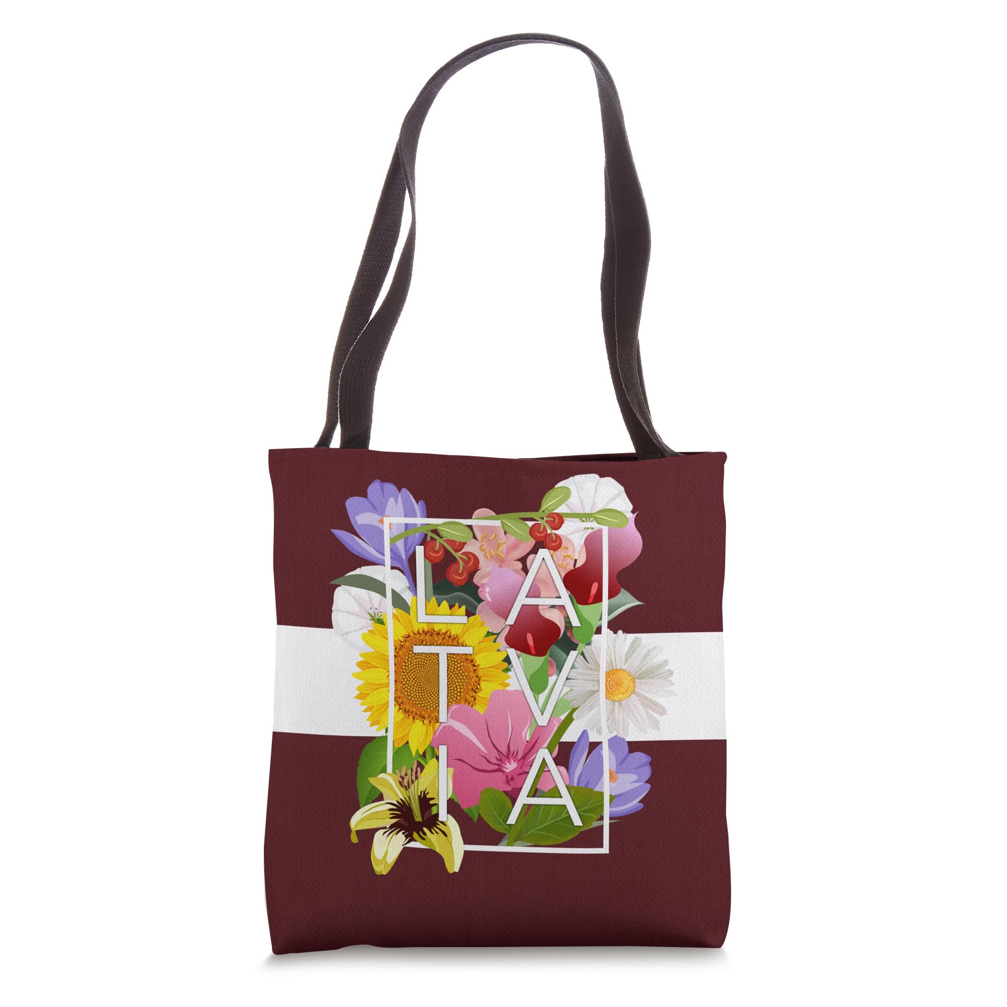 Flowers of Latvia Word Art - Latvian Pride Tote Bag
