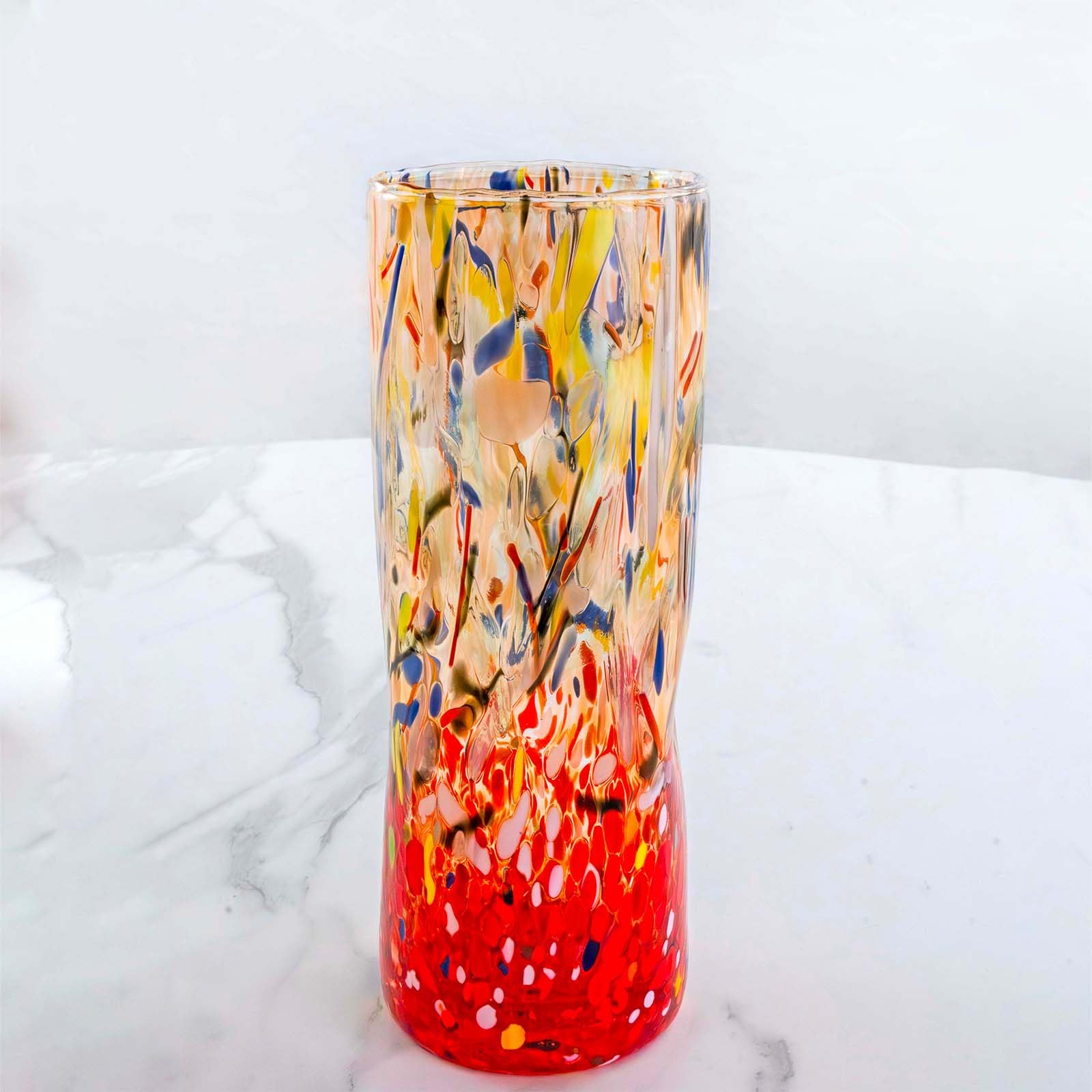 MurArt Vase en verre de Murano DECORO MG de 1000 ml Alt 24 cm en verre soufflé, fabriqué à la main artisanal fabriqué en Italie B1