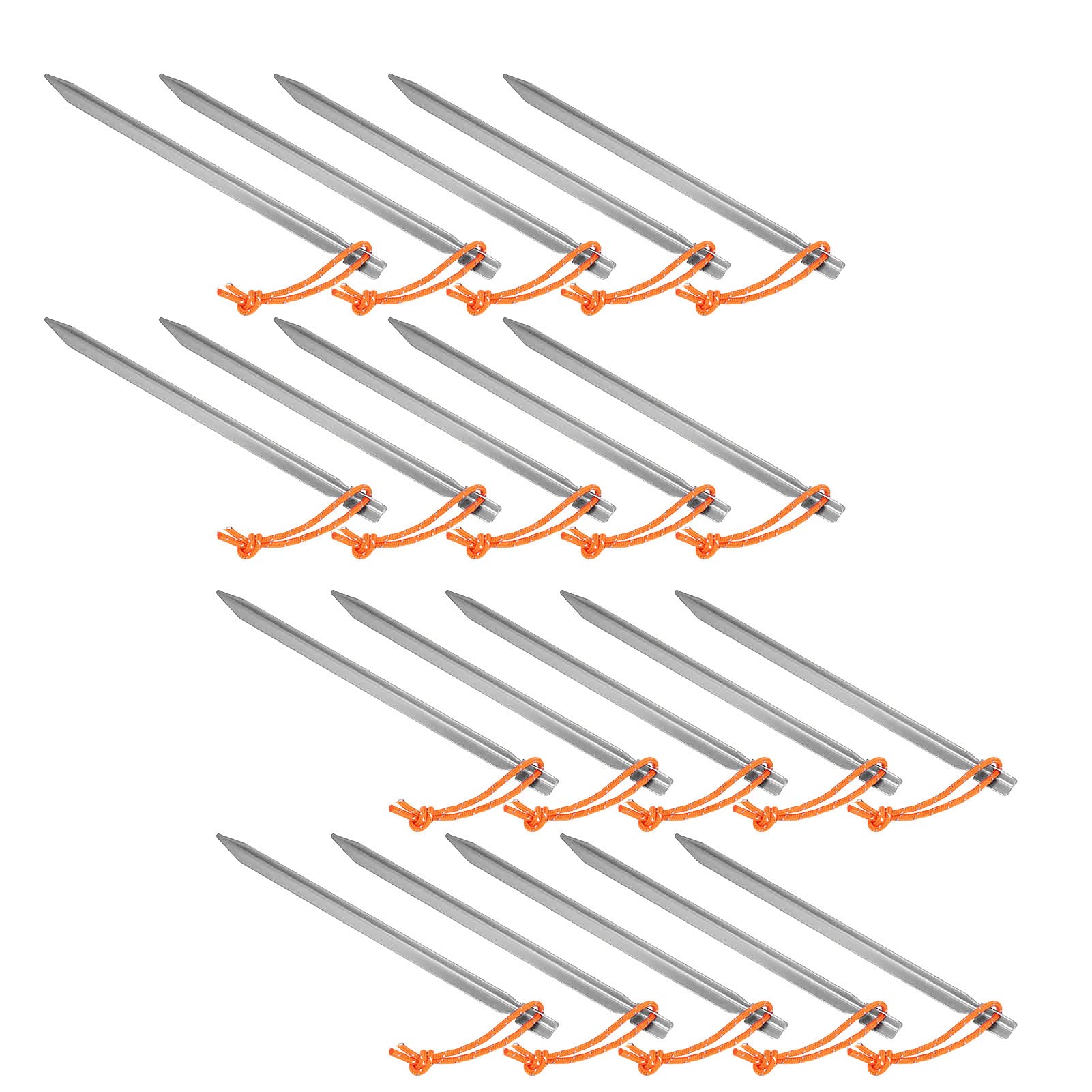 Picchetti per Tenda Resistenti da 20 Pezzi, Picchetti in Alluminio a Forma di V per Campeggio, Design Leggero e Impermeabile da 9 Pollici (Argento Bianco)