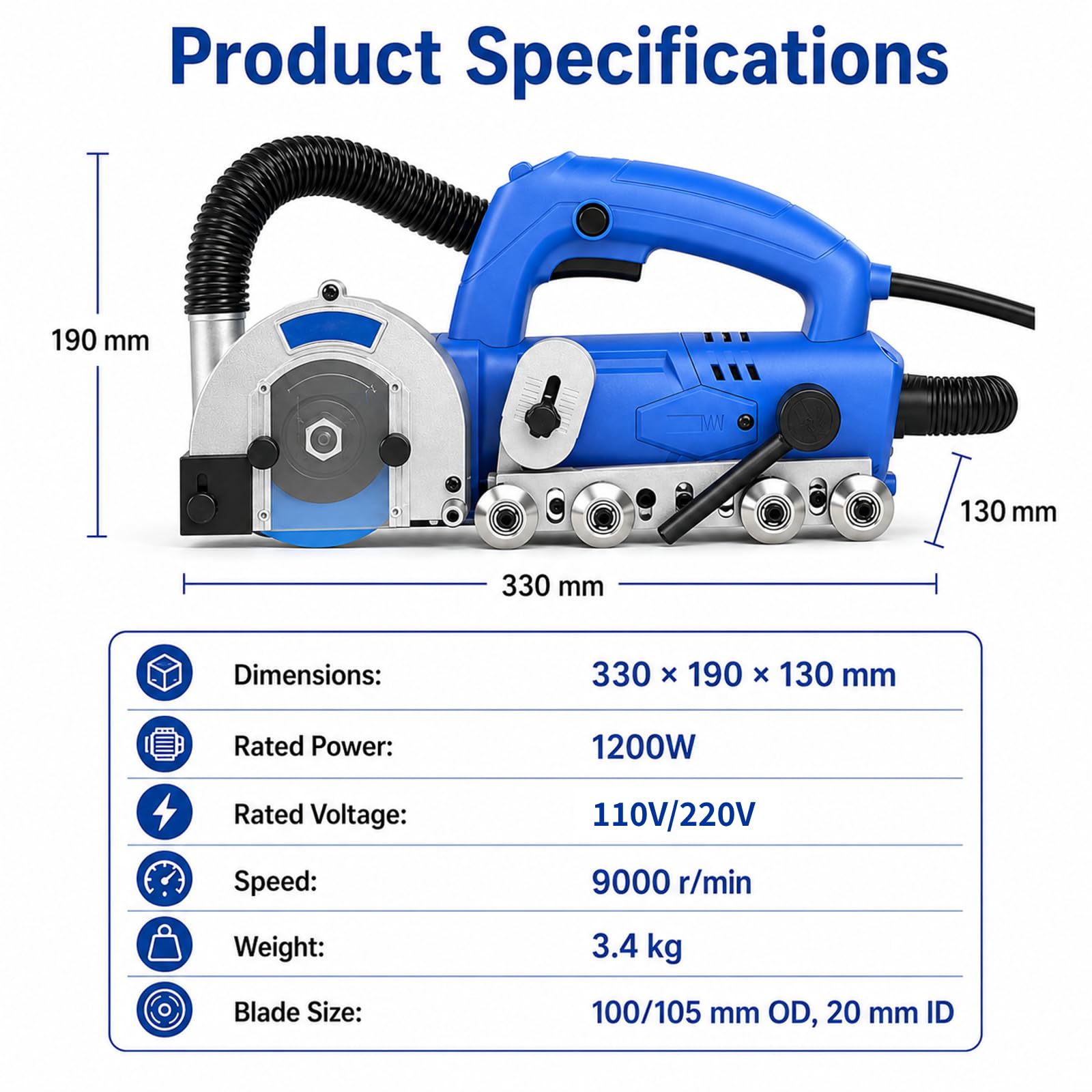 Limpiador de juntas de azulejos de 1200 W, disponible en 2 voltajes. 220V