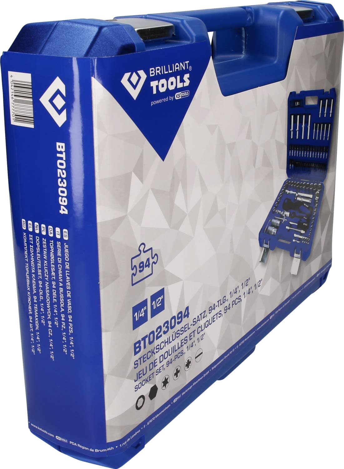 Brilliant Tools (BR75W) 1/2 "1/4" Socket Set 94 Pieces