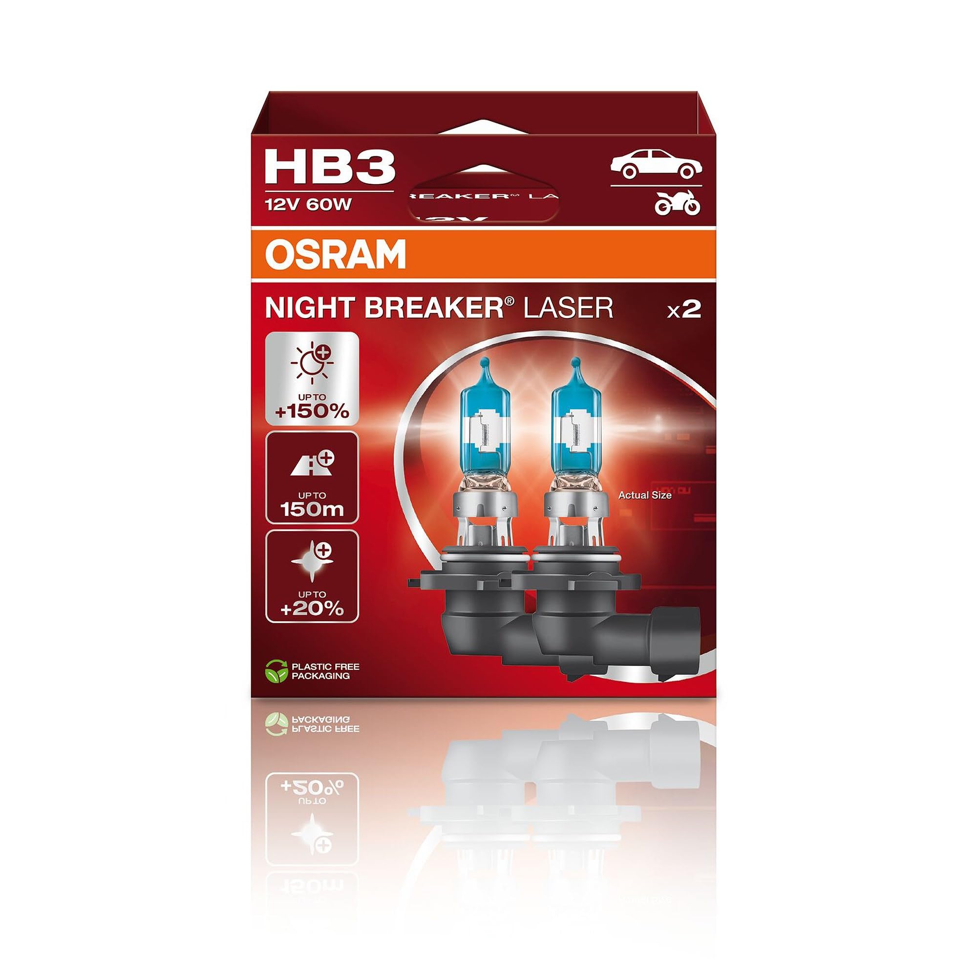 OSRAM HB3 12V 60W NIGHT BREAKER LASER  Upgrade 150% 9005NL-2HB
