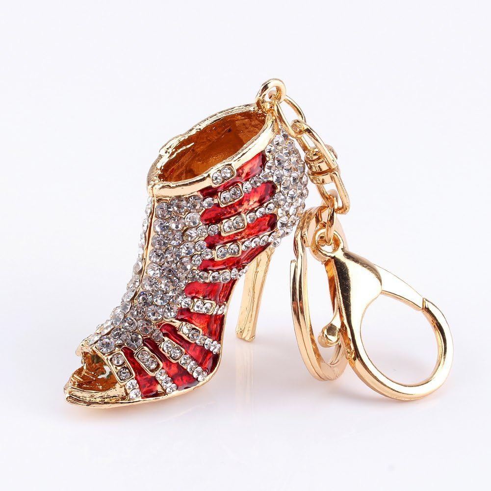 Crystal Bling High Heel Shoe Keychain Handbag Purse Charm, Bling Car Accessories