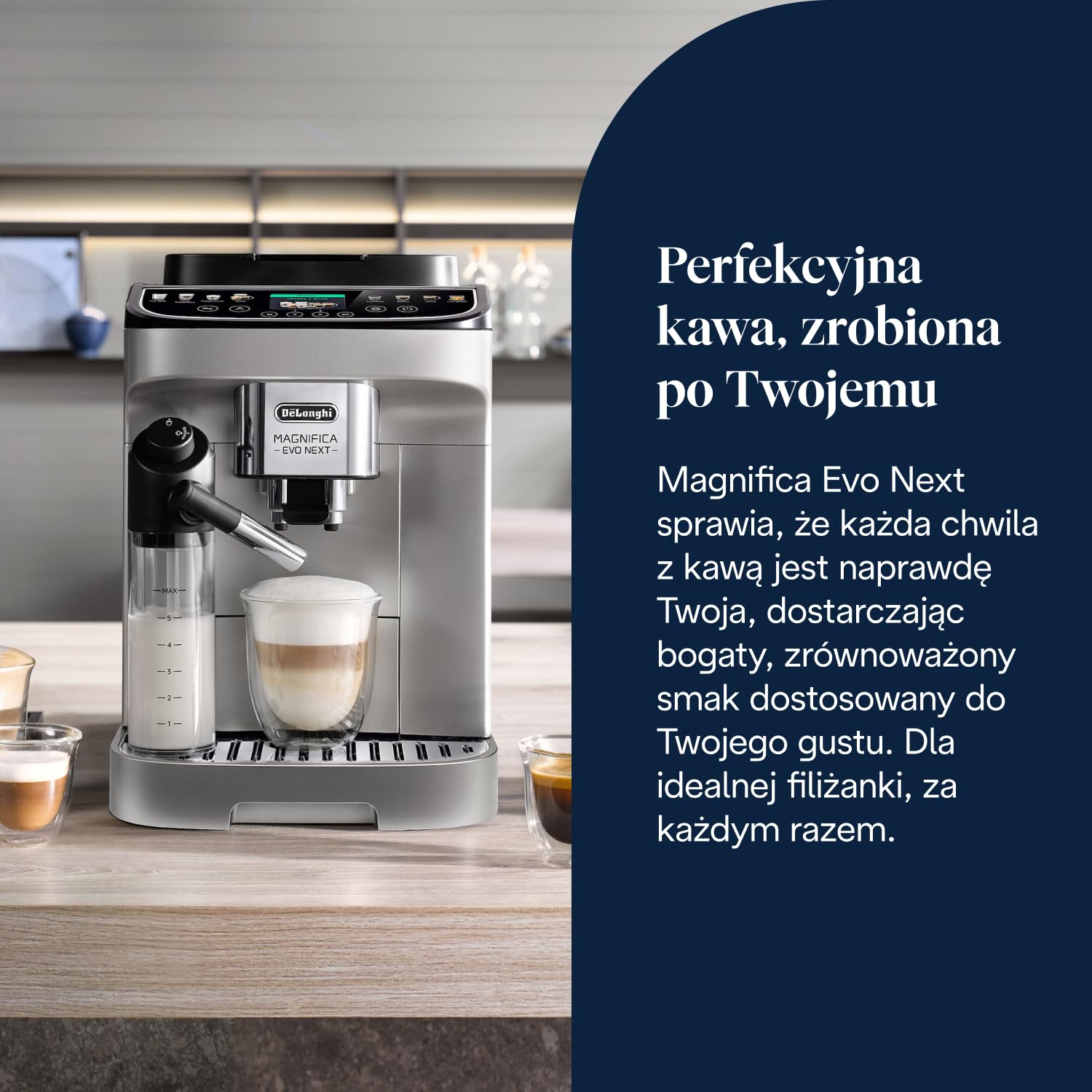 De'Longhi Magnifica Evo Next ECAM312.80.SB, Automatyczny Ekspres do Kawy z Automatycznym Spieniaczem do Mleka, Ekspres do Kawy Ziarnistej i Cappuccino z Intuicyjnym Wyświetlaczem, Srebrno-Czarny