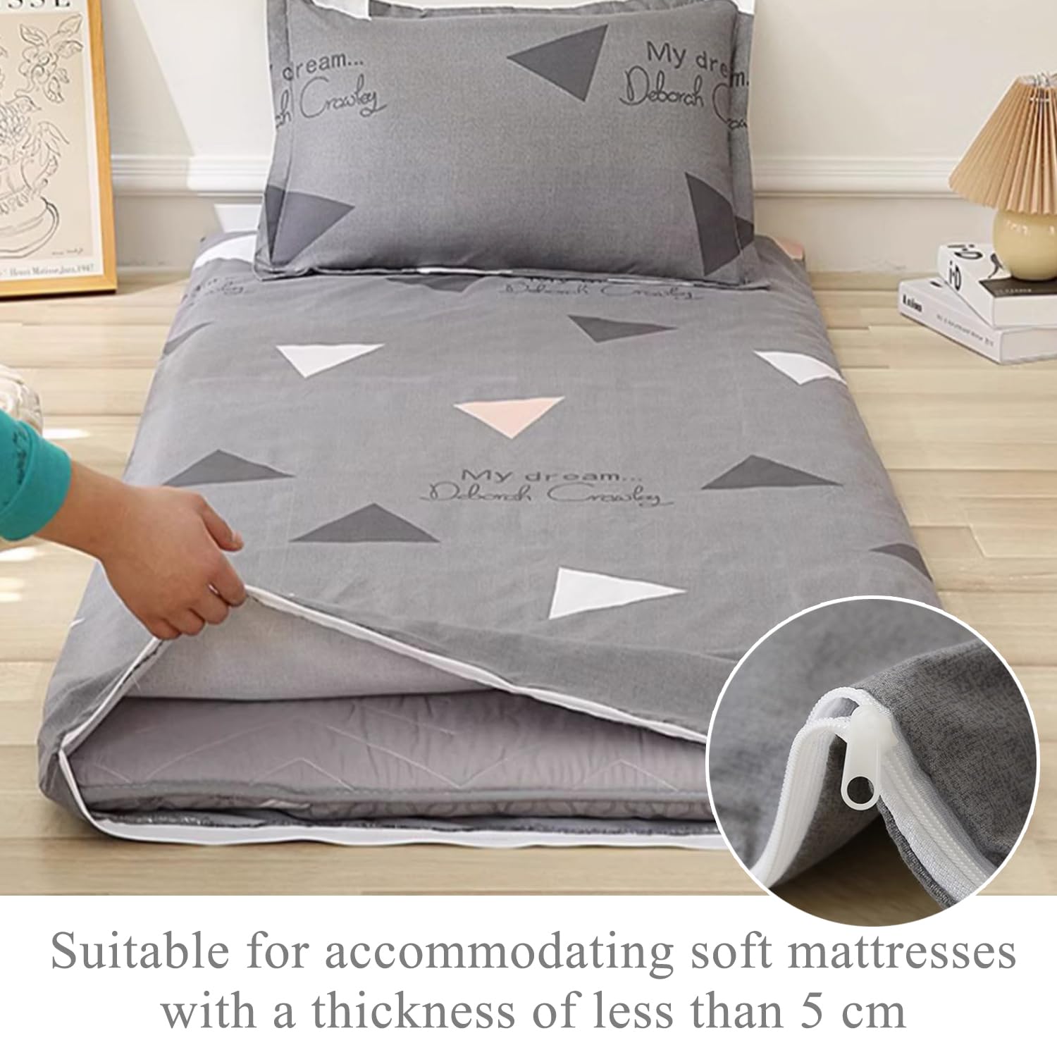 D,90x200cm, Futon Materasso Copertura Queen/King Size con Cerniera Copriletto Giapponese Wrap Completo Tappetino Letto Pieghevole Fodera Futon Rivestimento per Materasso Futon