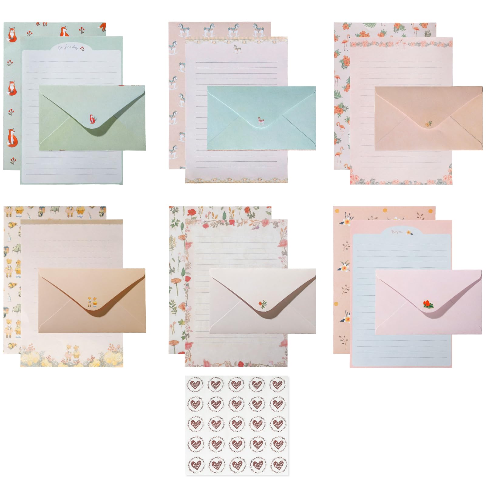 54Pcs Writing Paper and Envelopes Sets, 6 Different Pattern Letter Writing Set, 36 Sheets Letter Writing Paper and 18 Envelopes for Letters, Invitations & Thank You Cards