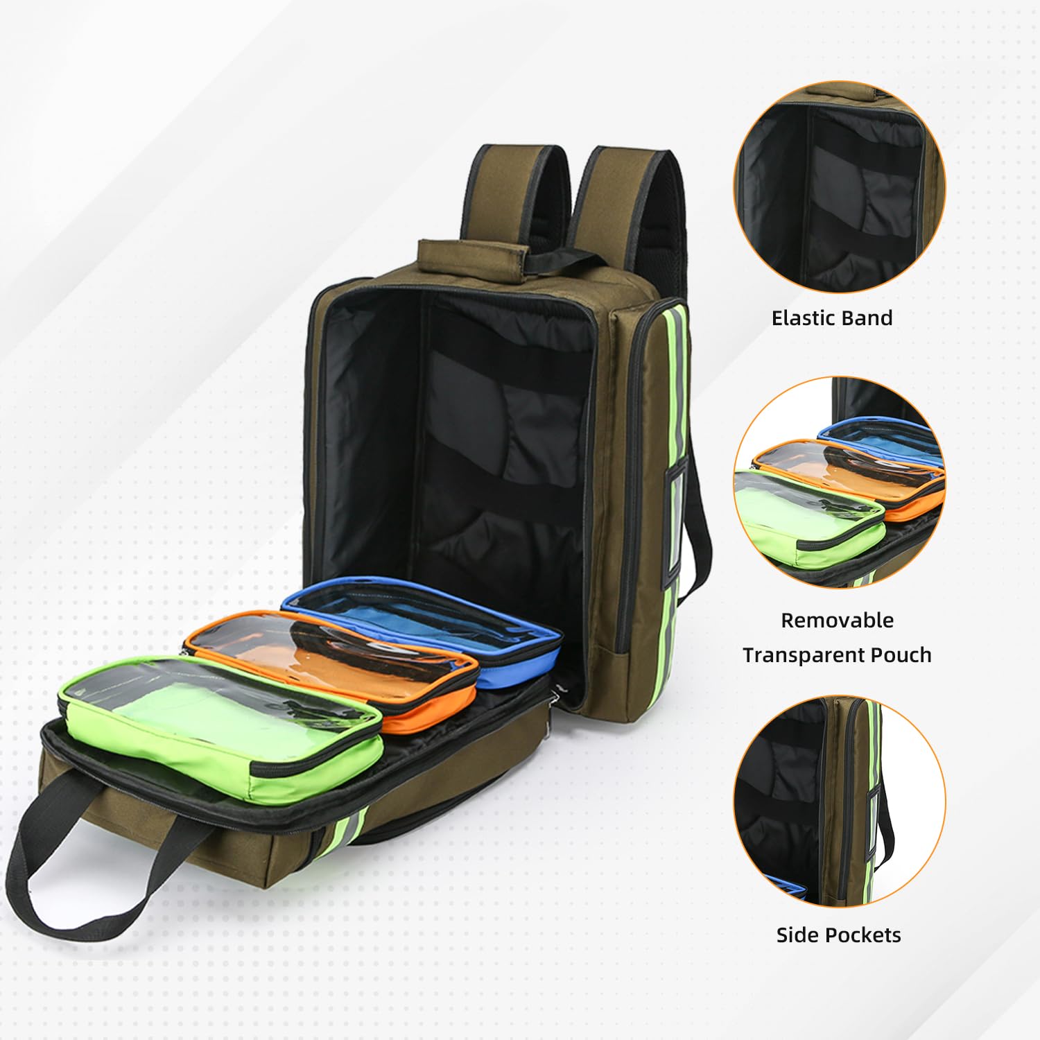 Be-Better Leerer Erste-Hilfe-Rucksack, Medikamentententasche, leerer Notfalltasche, medizinischer Taschenorganizer, Notfall-Rucksack, Erste-Hilfe-Rucksack, Medikamenten-Magnet (nur Tasche)