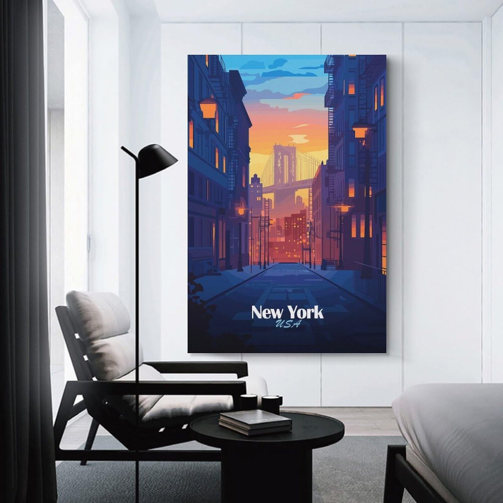 Junmoney New York Cityscape Canvas Wall Decor, 12x18inch(30x45cm), for Home Lounge, Bedroom Or Reading Nook, Modern Wall Decor for Cosy Interiors