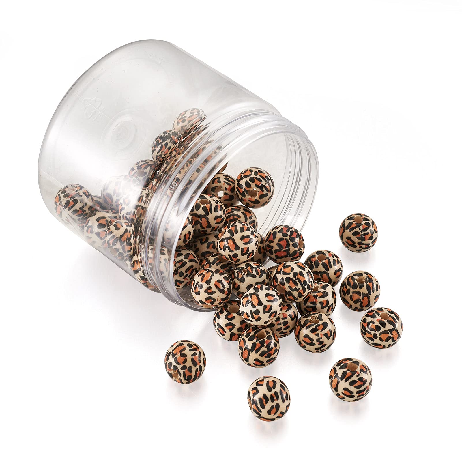 Craftdady 50Pcs Natural Wooden Beads Round Printed with Leopard Print Partten 13mm Animal Theme Charm for Jewellery Making Bracelet Necklace Hole: 3mm - Image 2
