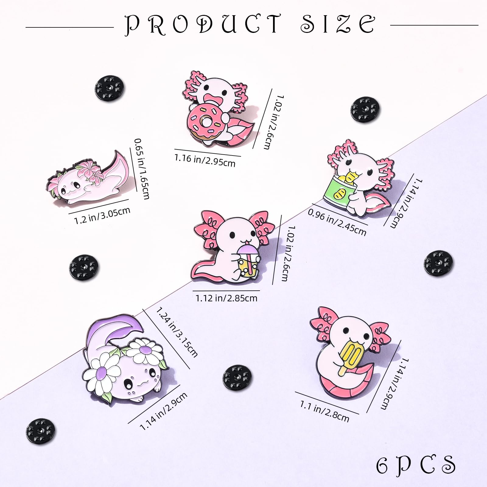 6 Pezzi Spilla Smaltata Spilla Smaltata Di Animali Spilla Smaltata a Forma Di Cartone Animato Adatto Per Zaini Vestiti Cappelli Accessori Distintivi e Regali（Salamandra Messicana）
