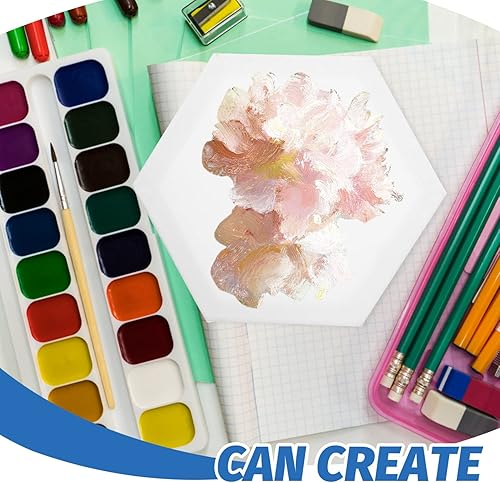 Miniatura 7 de VICASKY 8 paneles de pintura de lienzo estirados, tableros de pintura hexagonales en blanco con forma de triángulo, tableros de lienzo estirados