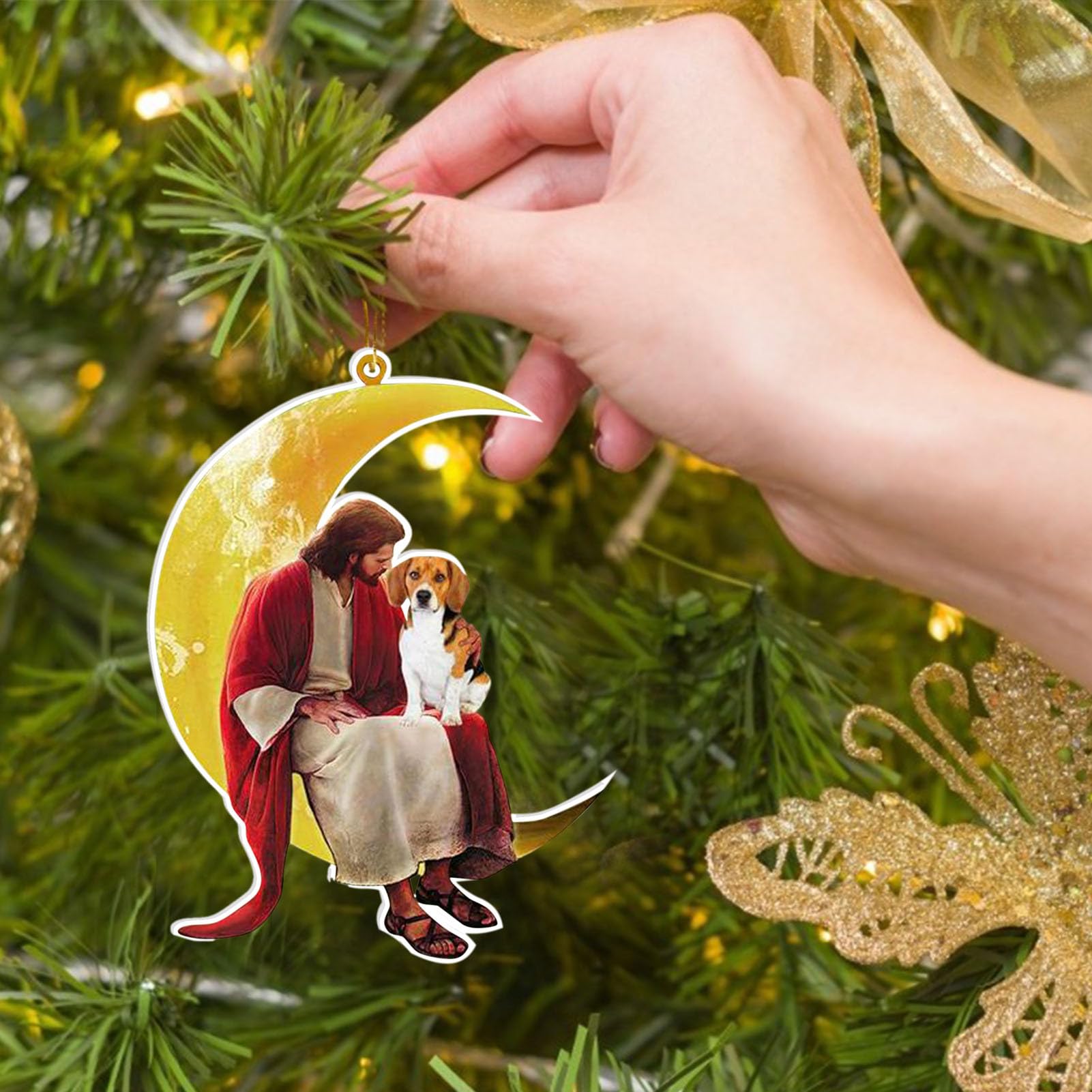 Ornements De Noël De Jésus, Décor D'arbre Religieux, Décorations De Scène De La Nativité, Ornements De Noël En Acrylique, Pendentifs D'arbre De Noël, Décor De Vacances Chrétiennes, Ornement Pendentif