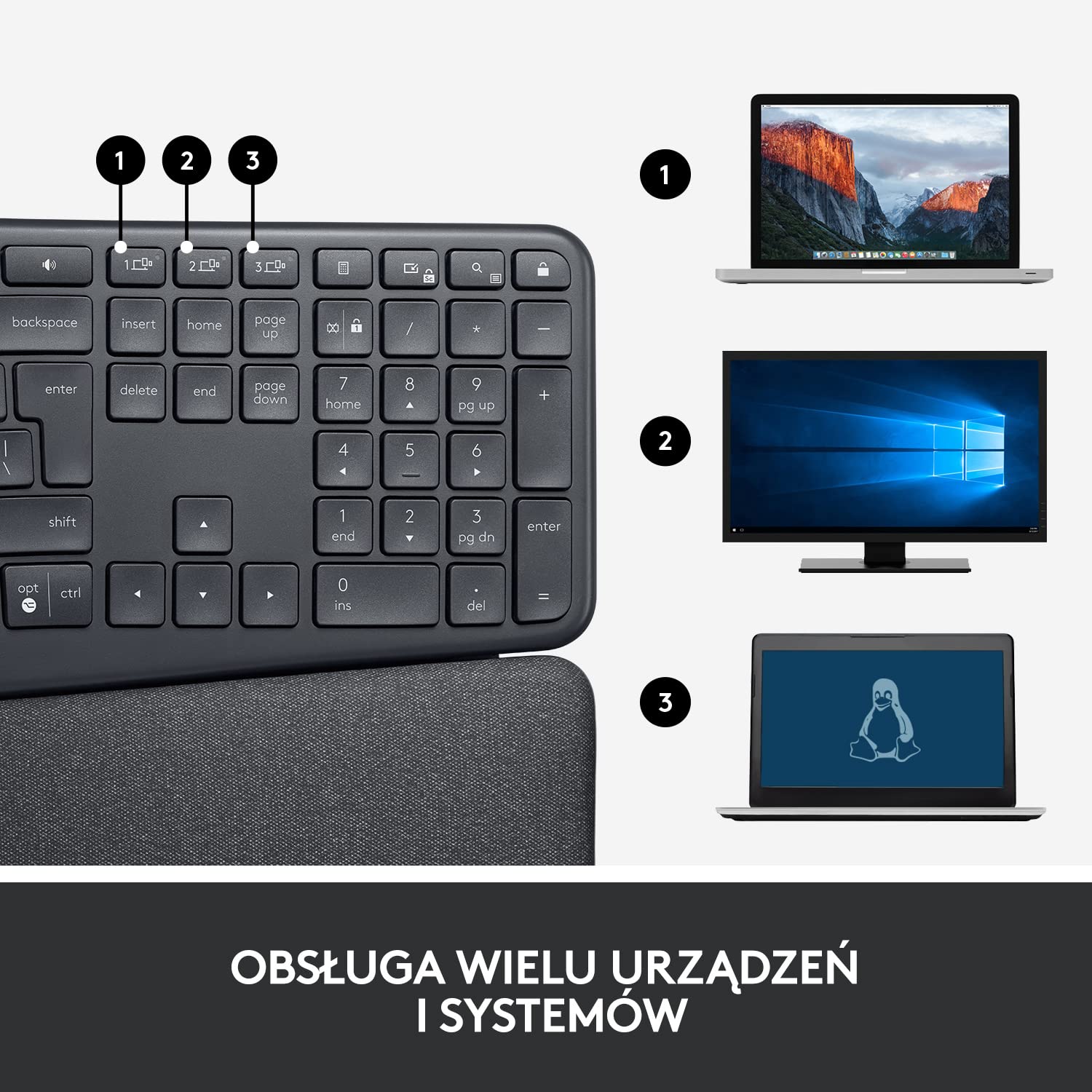Logitech ERGO K860 dividido teclado inalámbrico for Business - US INT'L QWERTY