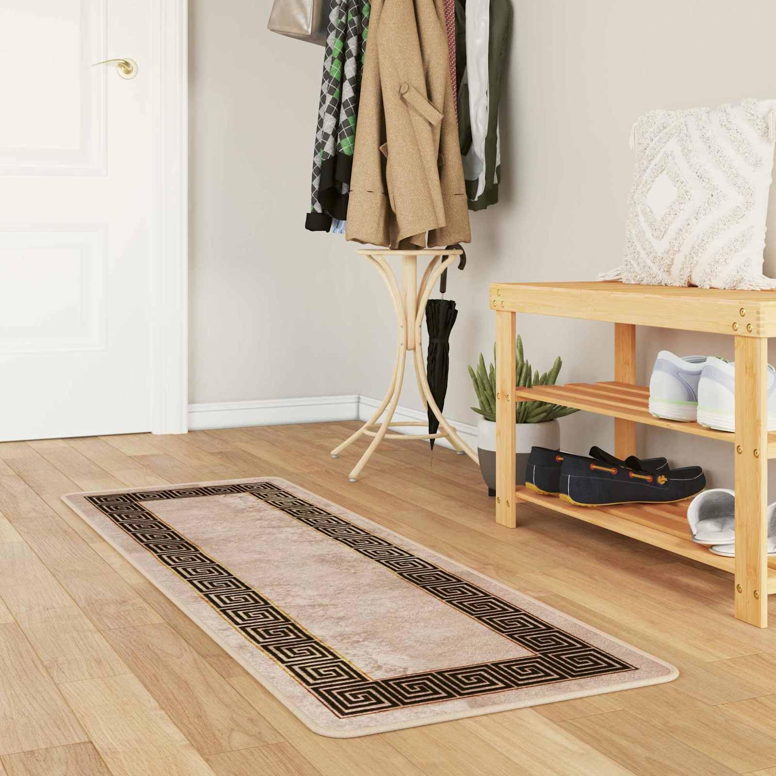 Marsa Tapis de sol - Noir - 50 x 100 cm - Polyester - PVC - Antidérapant - Lavable - Moderne - Pour salon et chambre à coucher