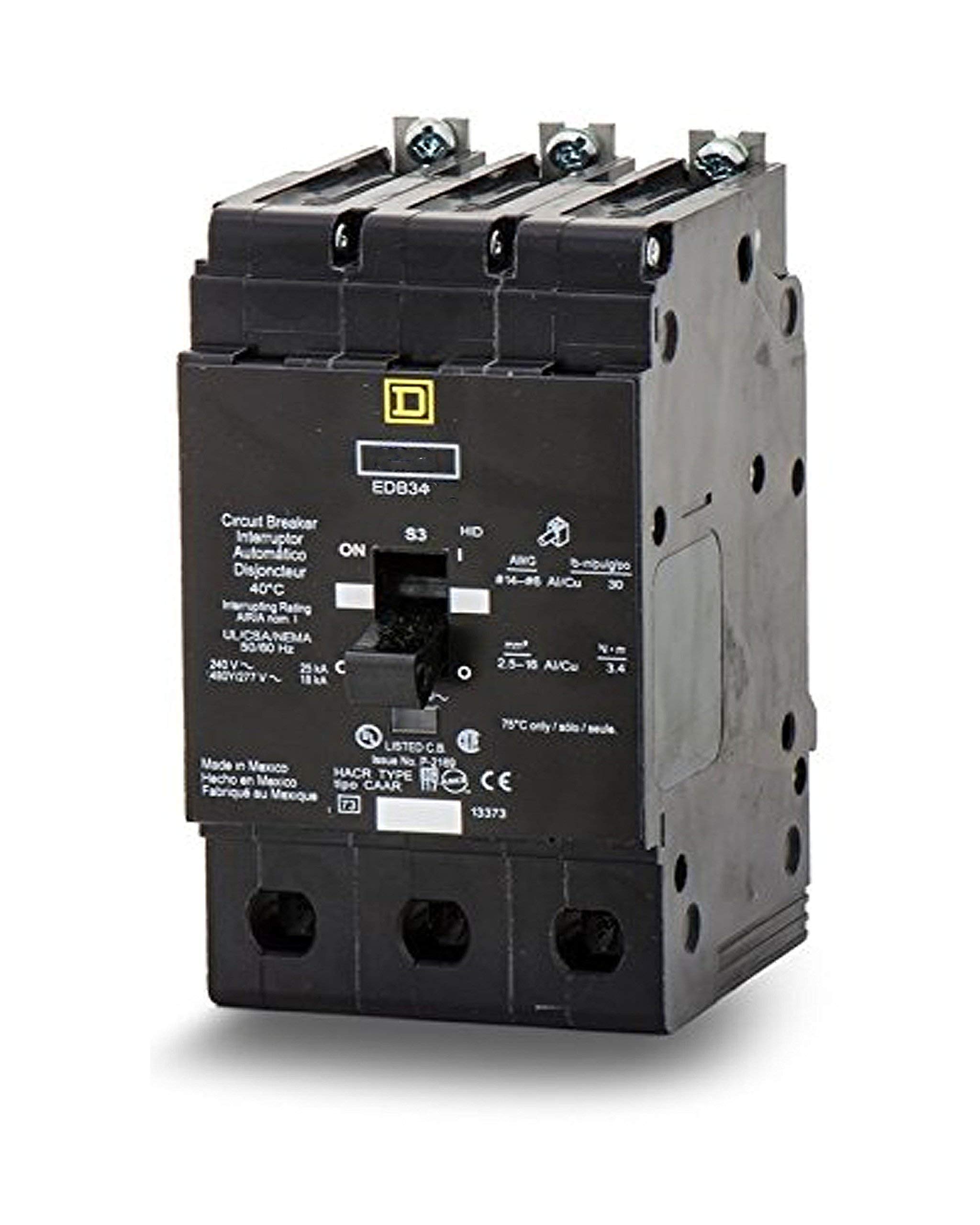 Square D - Hom240gfi - Square D Miniature Circuit Breaker Ground Fault Protecting (Class A) Type, 40a, 2-Pole, 120/240vac, HOM, Hacr Rated, Plug-on, 2 Space(s), 10ka, 12-4 Awg(al) - #14-6 Awg(cu),