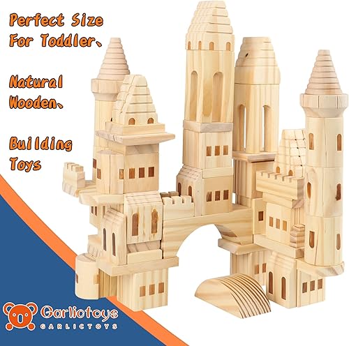 Miniatura 8 de 75 piezas de bloques de castillo de madera medievales caballeros princesas castillo de madera bloques de construcción para niños y niñas