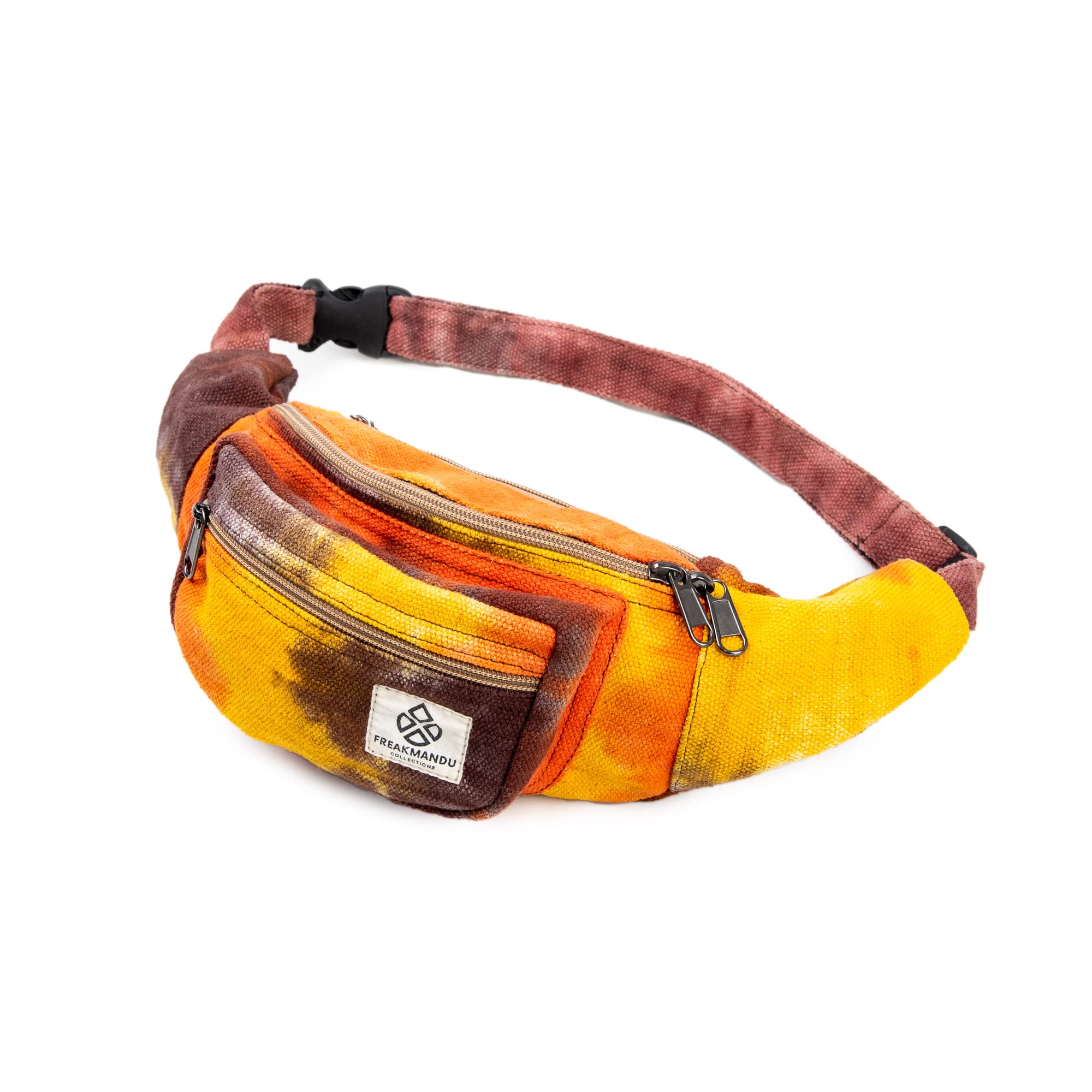 Freakmandu Unisex Hanf Gürteltasche – Fanny Packs, Hüftgürteltasche zum Umhängen, Boho Hippie Stil, Handgefertigte Hüfttaschen für Wandern, Laufen, Joggen, Männer und Frauen, Fall Trip