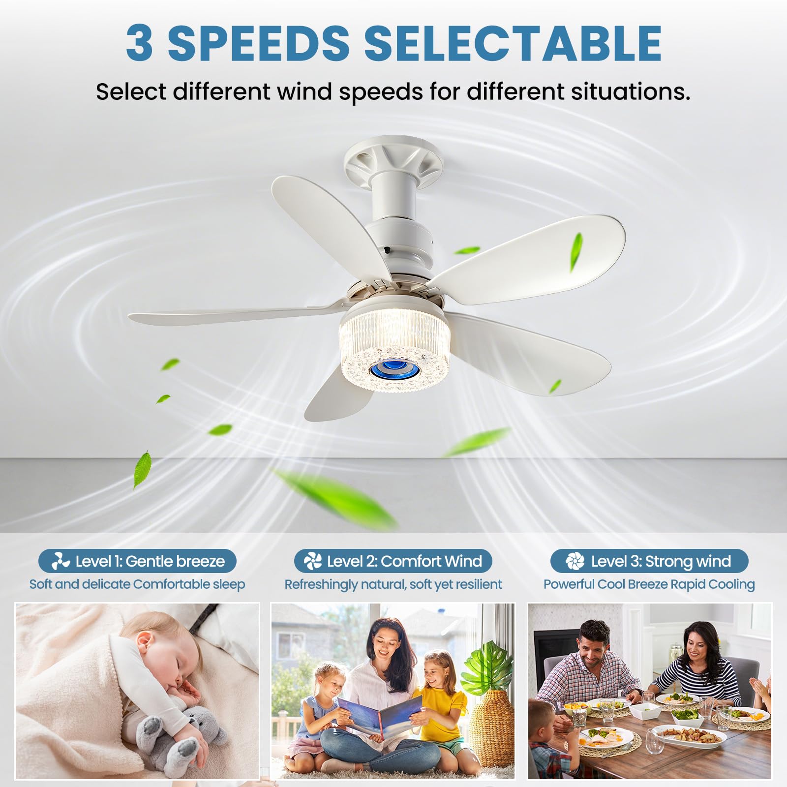 Roadtime Ventilatore da Soffitto con Luce RGB, 52 cm e Altoparlante Musica