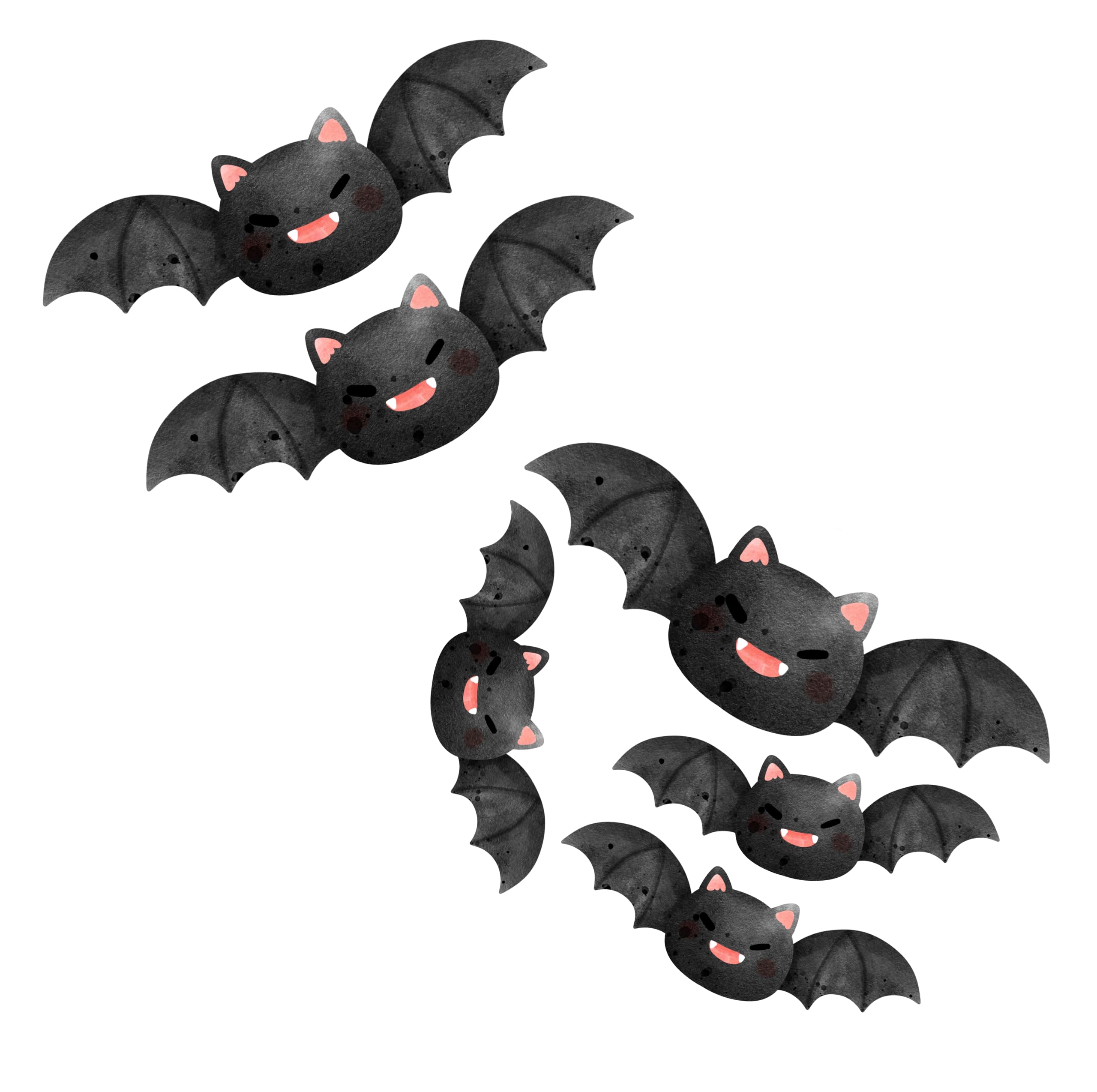 QuoteMyWall Halloween Window Stickers Decorations for Home Kids, Scary Halloween Pumpkin Bats Skulls Gnomes Ghosts Decals Removable Stickers for Home Office Shop Party (Cute Flying Bats)