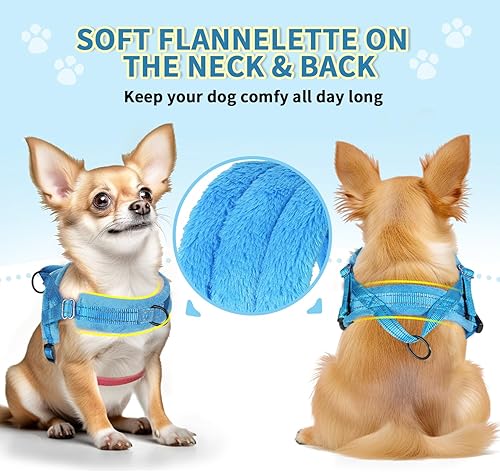 Miniatura 5 de Lukovee Juego de arnés y correa para perro sin tirones, arnés acolchado suave para perros pequeños, chaleco reflectante ajustable para cuello y