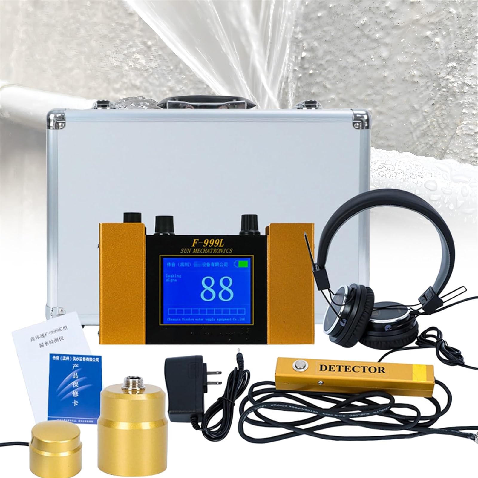 Detector de fugas de agua subterráneo con LCD de frecuencia ajustable y auriculares, funciona con pilas para detección de fugas de tuberías en el hogar y al aire libre