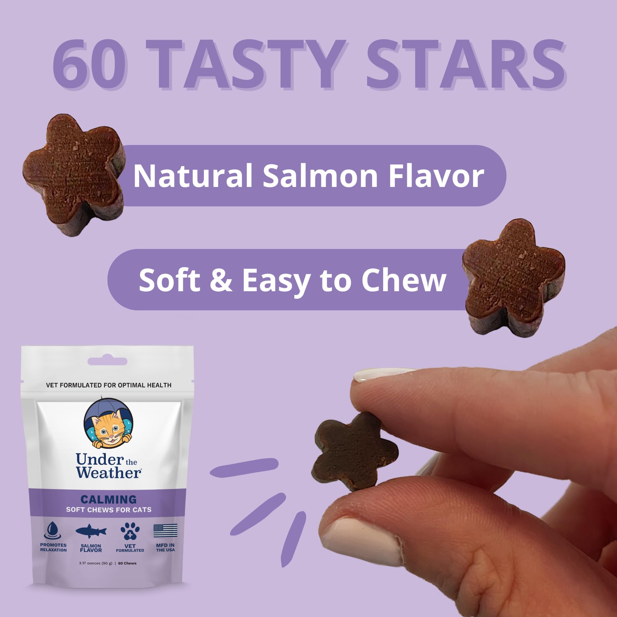 Under the Weather Pets | Natural Calming for Cats, 60 Soft Chews |áIngredients Include Thiamine, Normal Nervous System Function | L-Theanine Relaxation, Sleep | L-Tryptophan an Converted to Serotonin - image 3