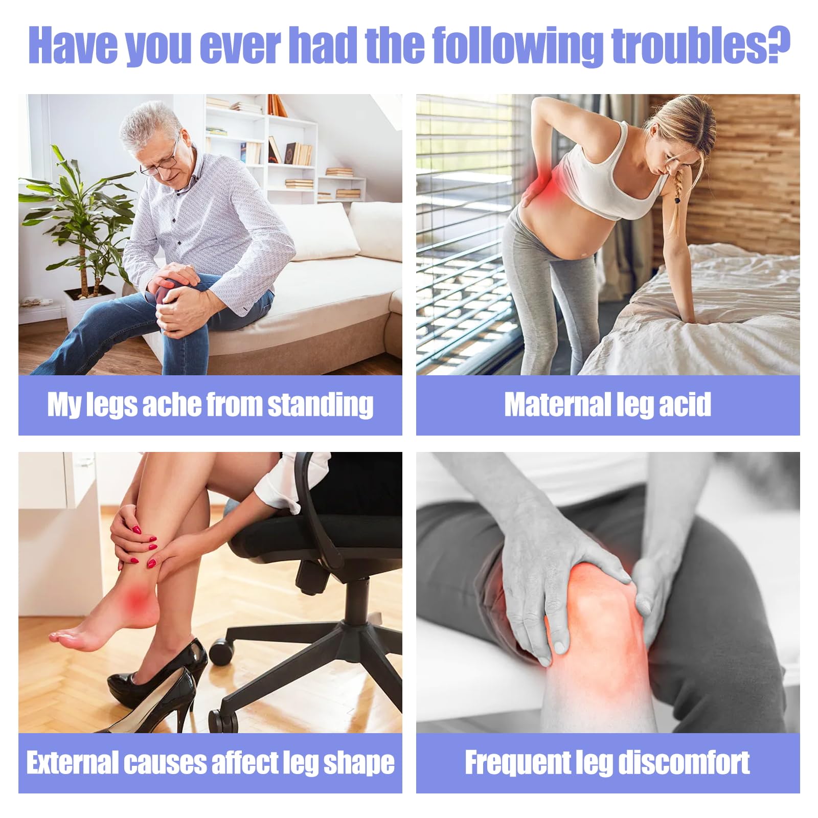 Kniekissen für Seitenschläfer, Orthopädisches Kissen für Bein, Ergonomisches Beinkissen mit Gürtel, Seitenschläferkissen aus Memory Schaum, Kissen Schwangerschaft für Stützt Beine, Knie, Rücken (Blau)