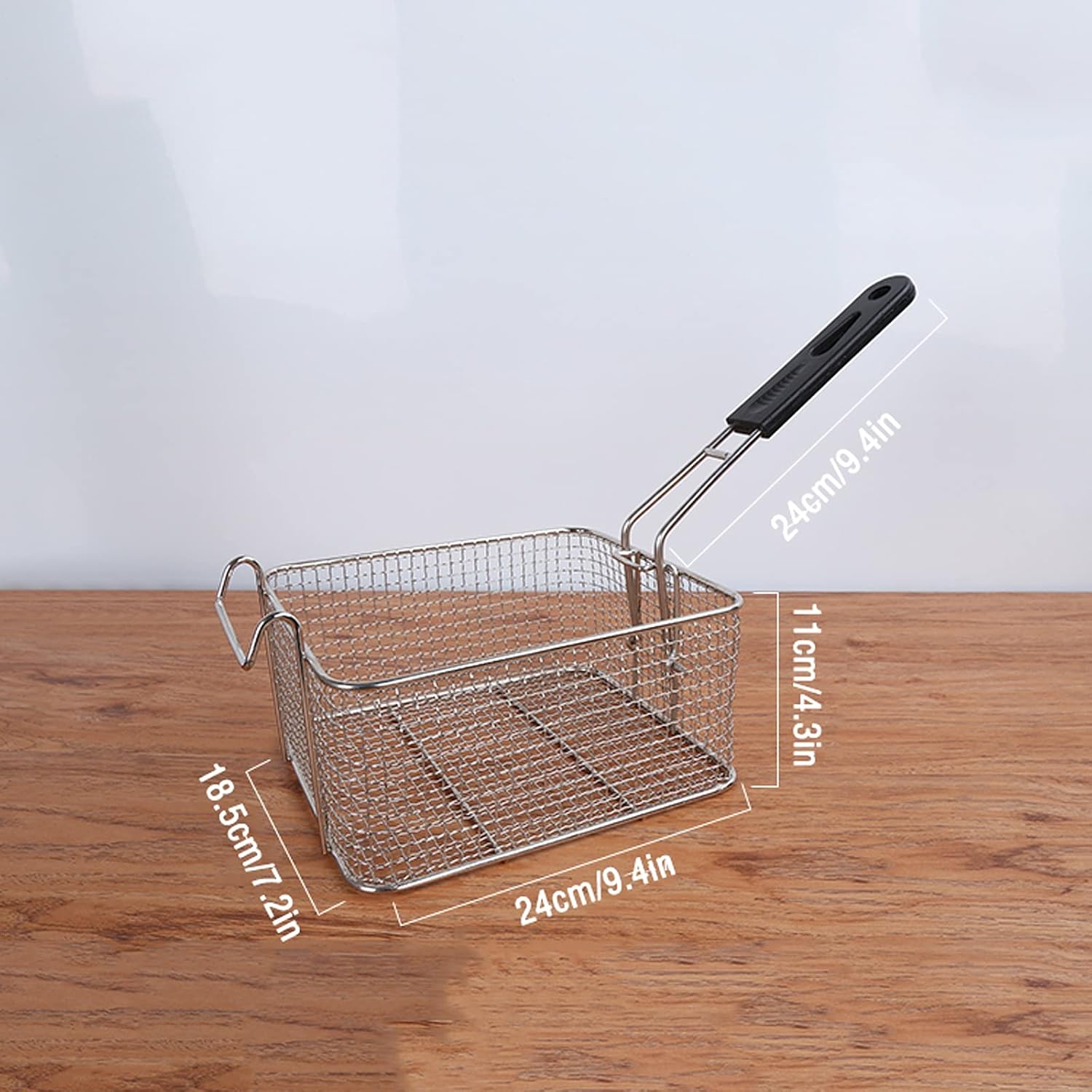Frying Basket Stainless Steel Fry Basket with Anti-scalding Handle Commercial Electric Fryer French Fries Basket Square Oil Filter Frying Basket Food strainers