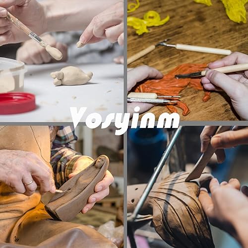 Miniatura 6 de Vosyinm Kit de herramientas de arcilla de 34 piezas, herramientas de arcilla polimérica, herramientas de escultura de cerámica, juego de