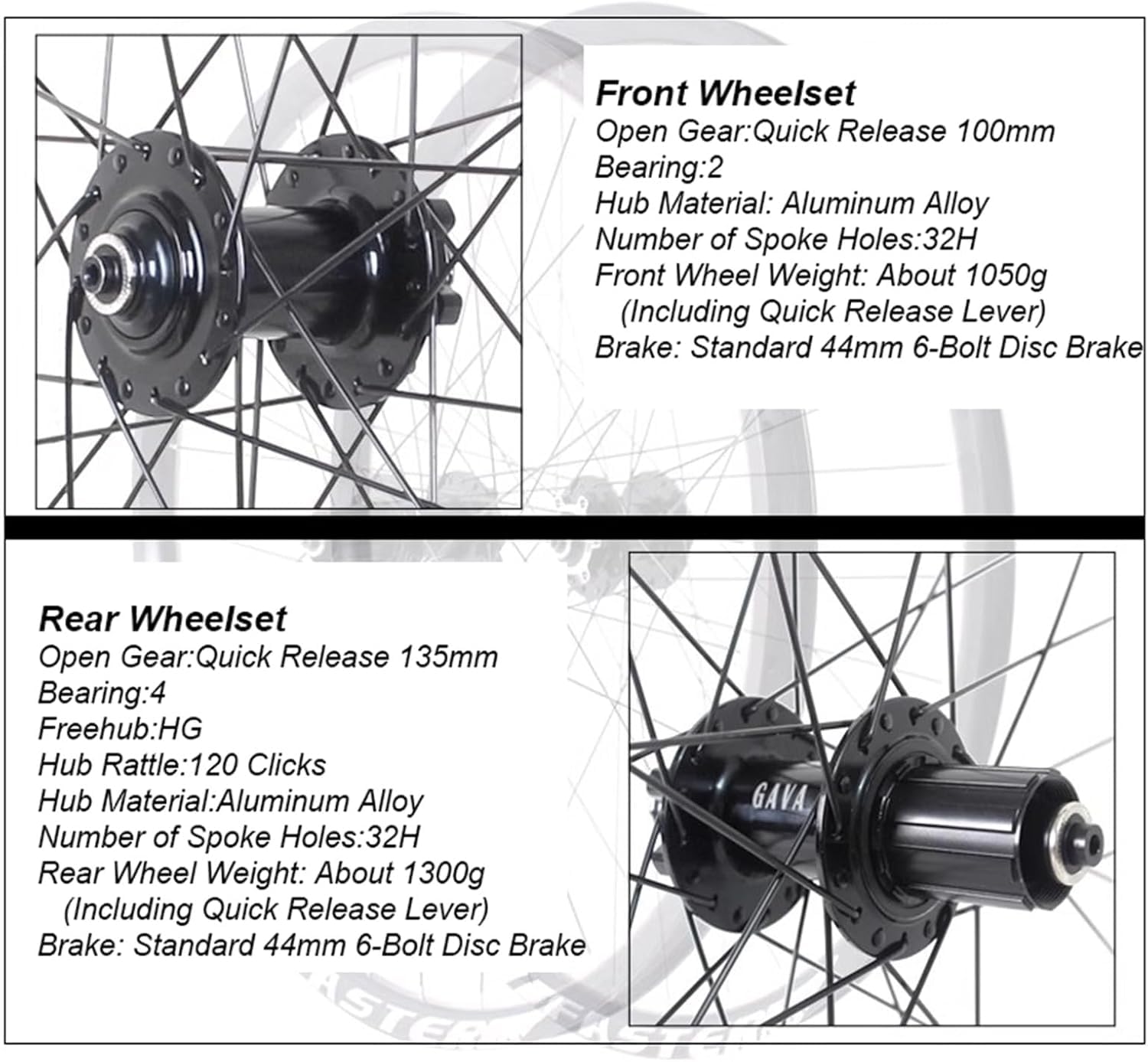 Mountainbike 26 Zoll Felgen-Set, Disc Brake QR 100/135mm Laufradsatz 32H, vorne 2, hinten 4 Lager, HG Naben für 8-12-fach Kassetten