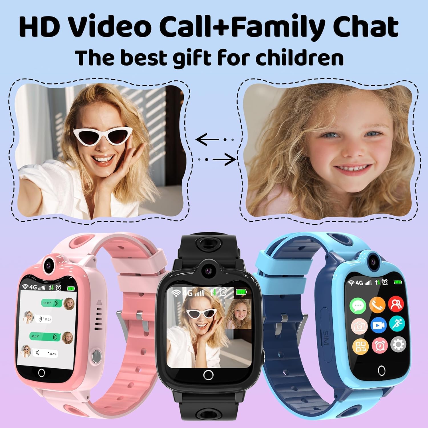 4G Smartwatch Bambini, Orologio Smartwatch Bambini con GPS Videochiamate Chiamate Telefono, Orologio GPS Bambini Bambino IP68 Impermeabile Sveglia Giochi Modalità Classe Regalo per Ragazzo Ragazza