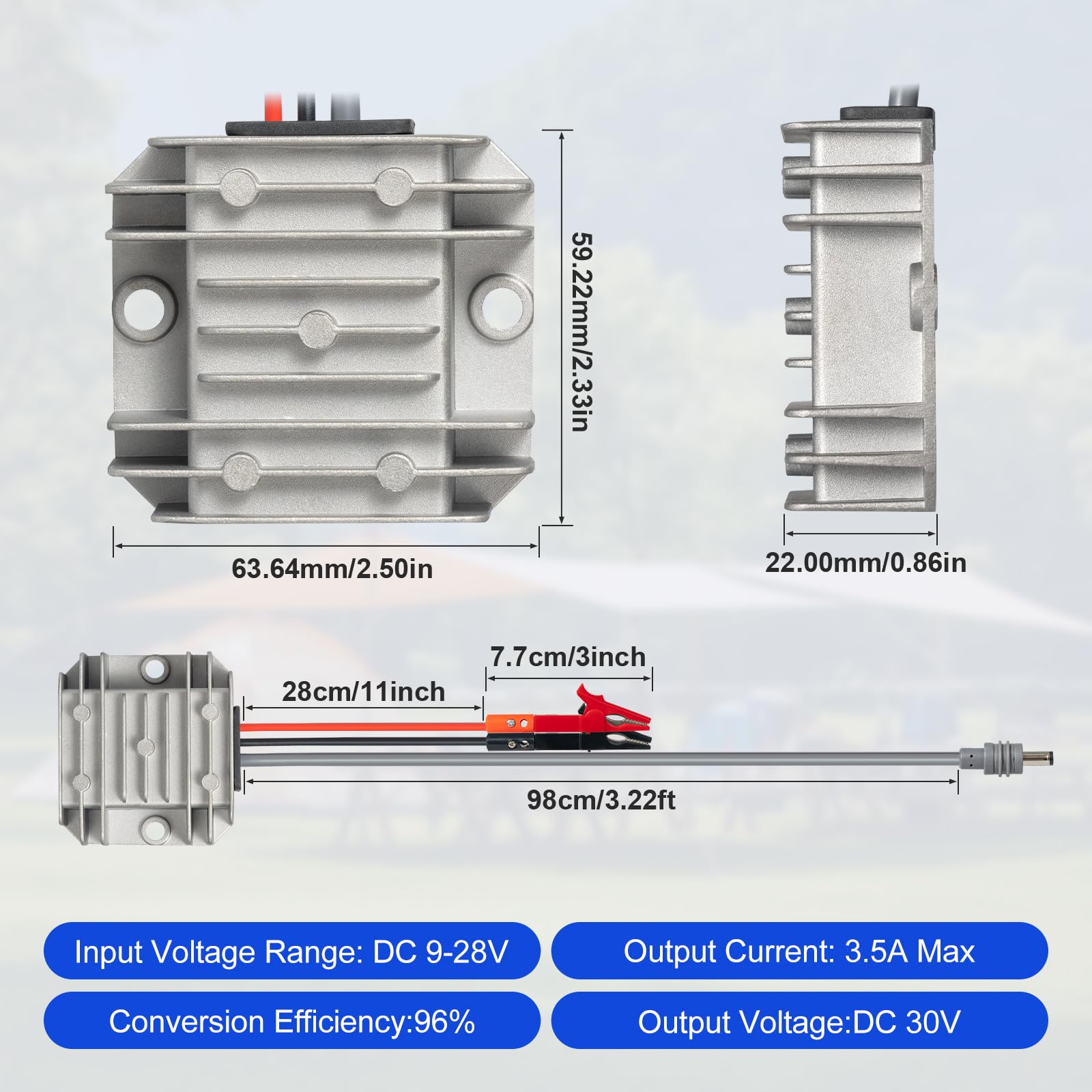 Starlink - Mini adattatore da 12 V a 30 V/3,5 A CC, convertitore di alimentazione per camper, camion, pannello solare con clip a coccodrillo rimovibili
