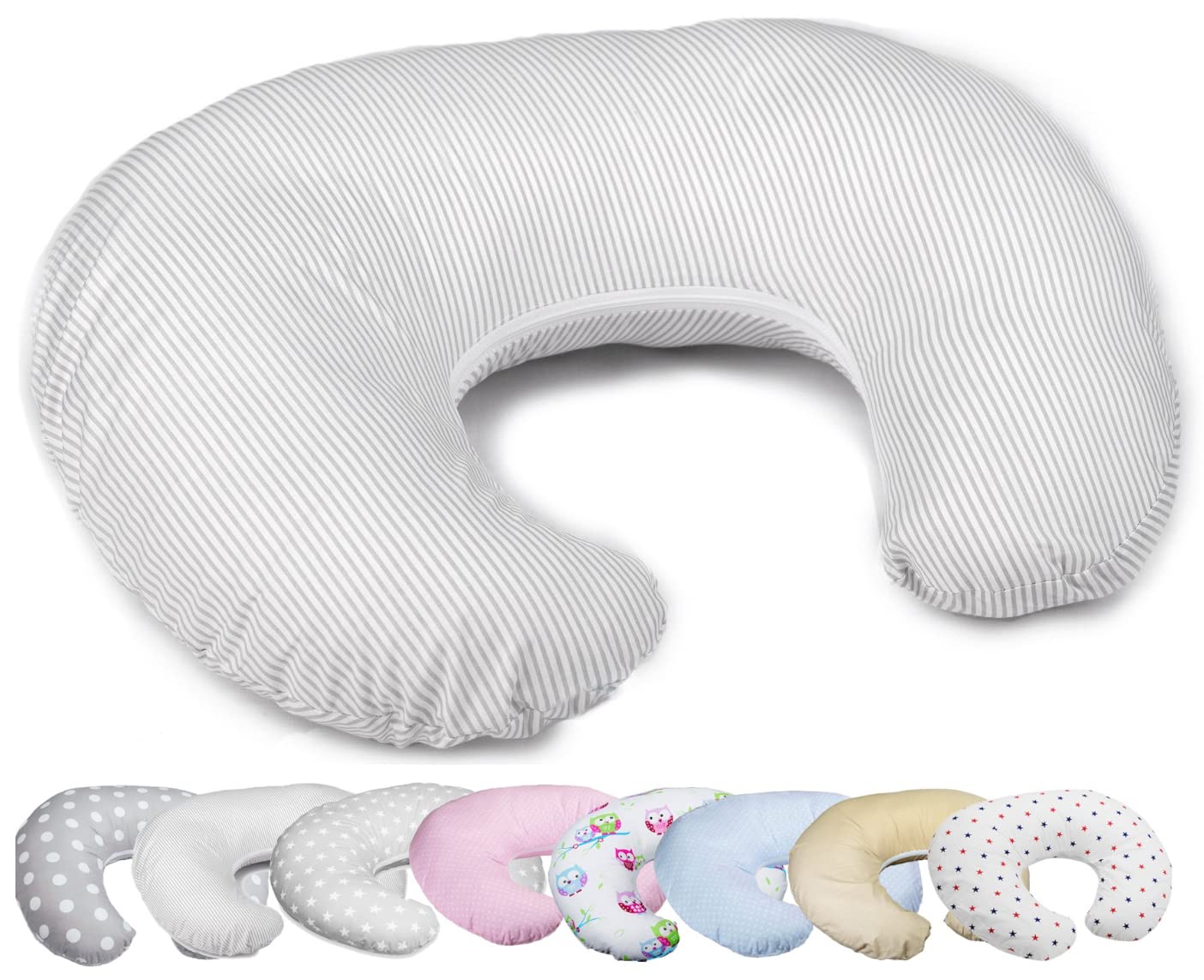 Vizaro - Cojín de Lactancia Bebé 100% Algodón Ergonómico, Cómodo y muy Adaptable - Funda LAVABLE - Hecho UE, OekoTex - Líneas