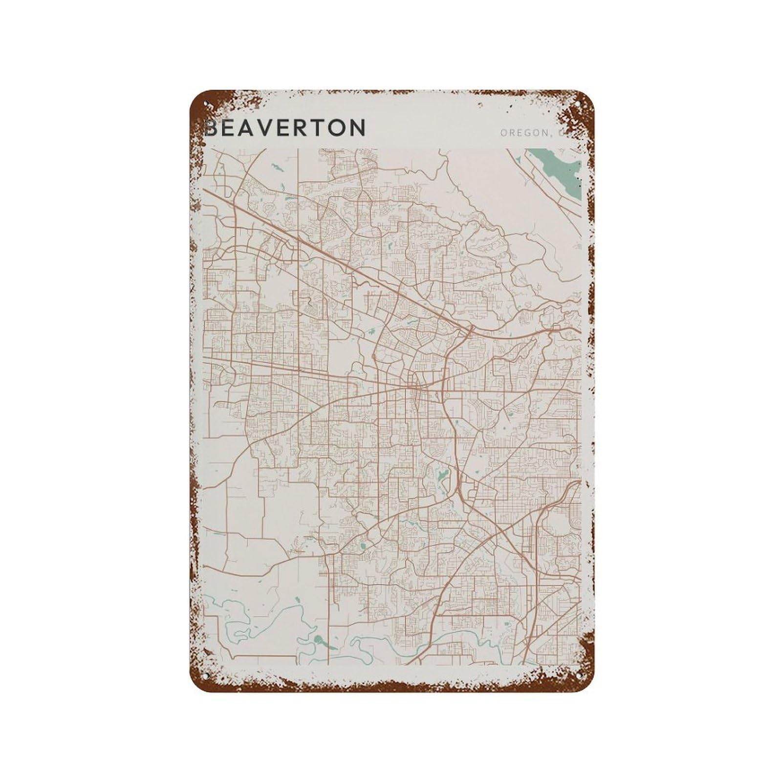 xiaoxiaoshen Beaverton Map Oregon Travel Gift Farmhouse Decor (2) Wall Decor Art Metal Tin Poster Modern Home Decor Art Home Bar Shop Decorations Vintage Sign 30x20cm