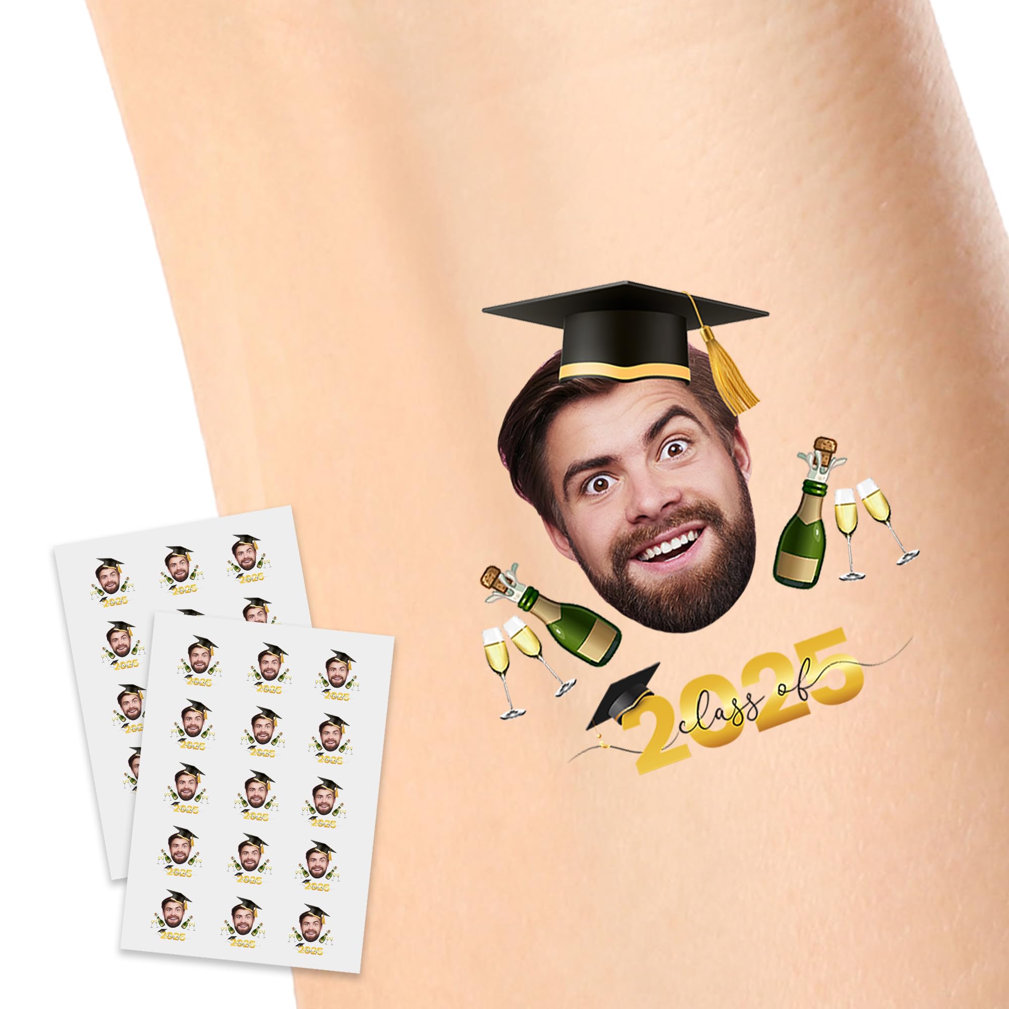 Happy Father's Day Temperary Tattoos, Custom Funny Face Tattoo for Dad with Logo for Adults Personalzied Name Tattoos for Anniversary Party Favor