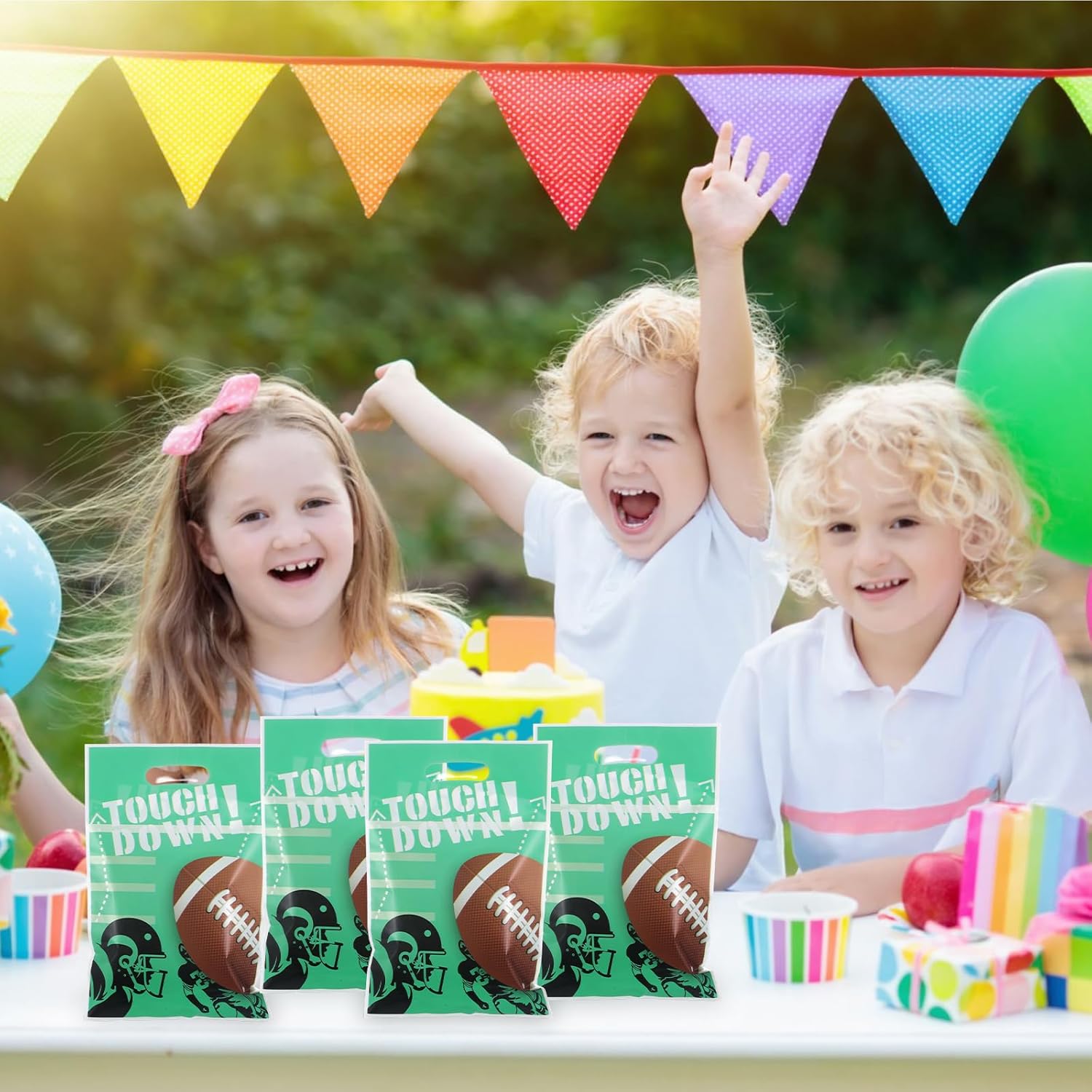 XLIUAX 50 Pcs Football Party Bags, Plastic Football Goodie Bags Rugby Favors Treat Snack Candy Bag Decorations for Game Day Sports Events Birthday Party - Image 7