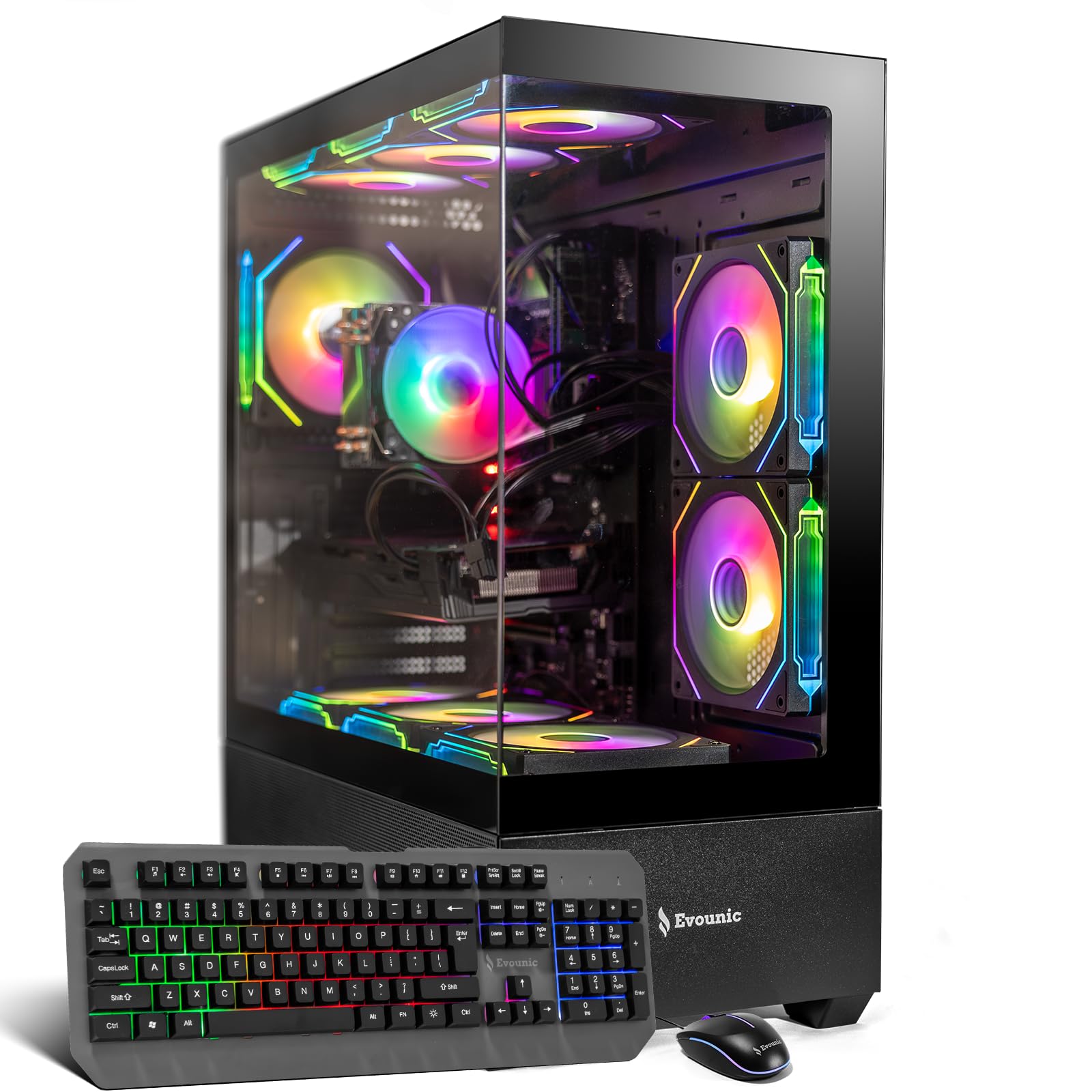 Gaming PC Desktop Computer, Ryzen 5 3500X up to 4.1GHz, Radeon RX 580, 16GB DDR4 RAM, 512GB NVMe SSD + 1TB HDD, Windows 11, Keyboard & Mouse