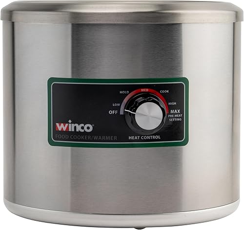 Winco FW-7R500 Calentador eléctrico redondo de alimentos, 7 cuartos de galón, acero